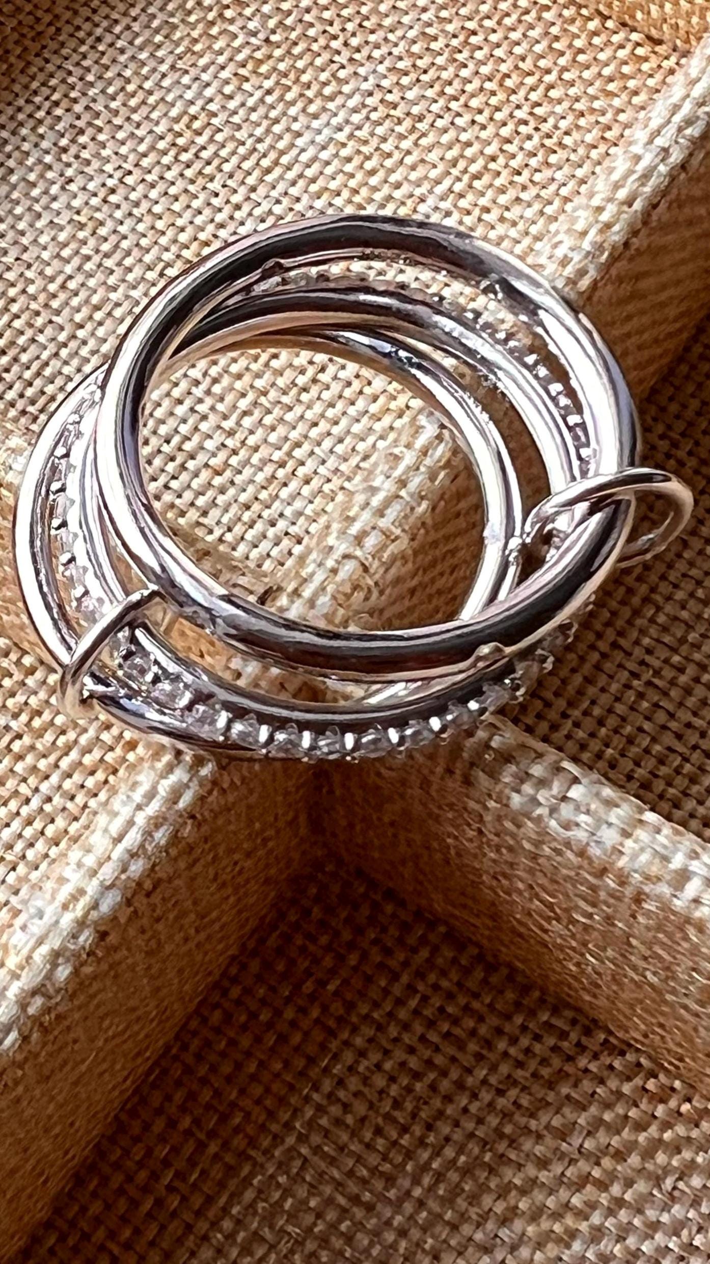 Multi band rings,3 interlocking silver bands ring silver stackable band triple layered loop ring,multi link connected ring,stacking ring