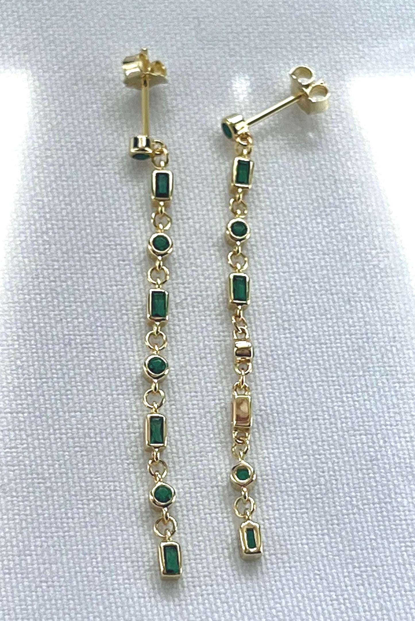Dangle earrings,Emerald green earrings,gold dangle earrings,dainty earrings,Green gemstone,minimalist earrings,CZ earrings,gift for her
