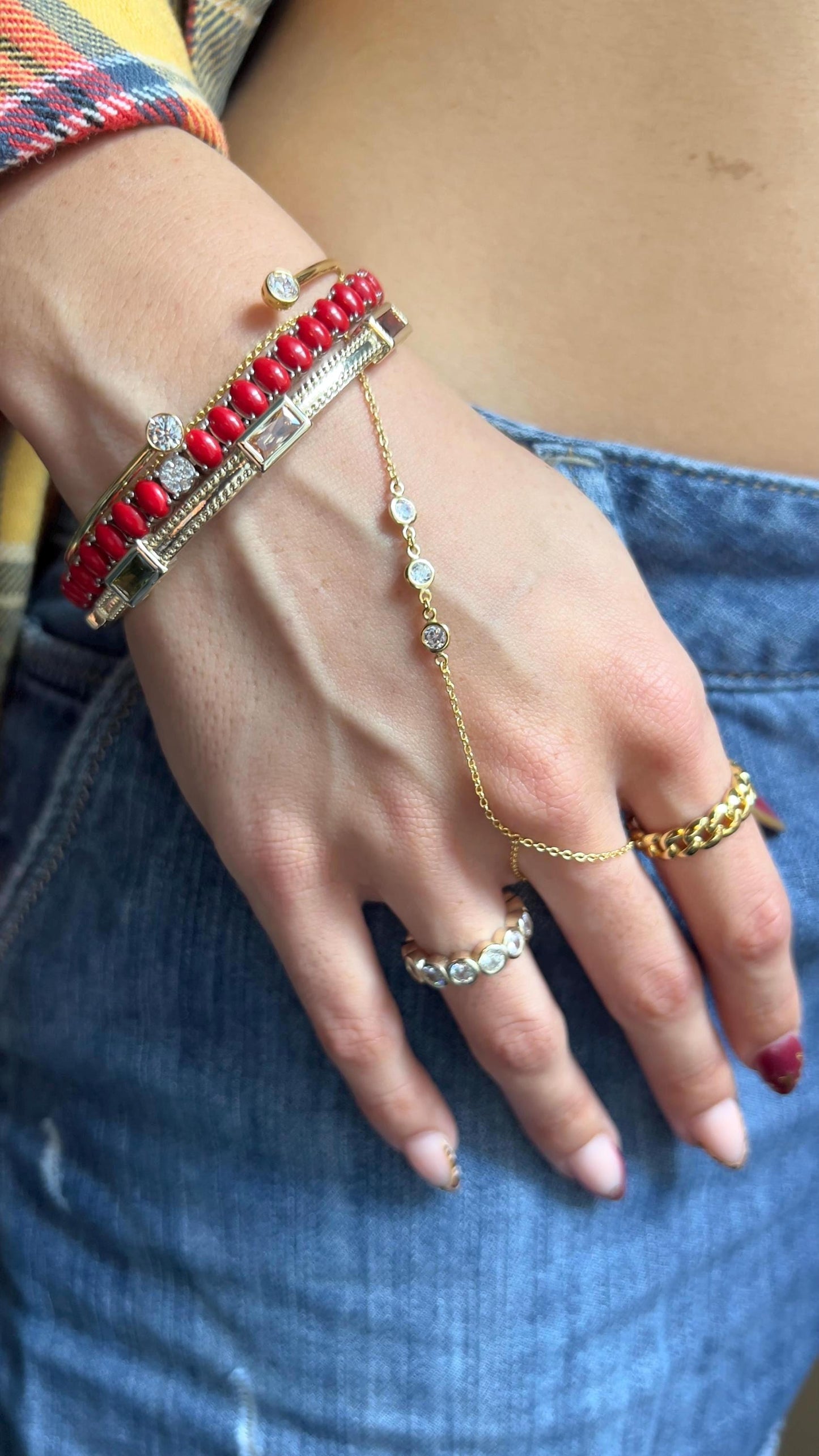 Sterling Silver Coral Tennis Bracelet with CZ Gemstones