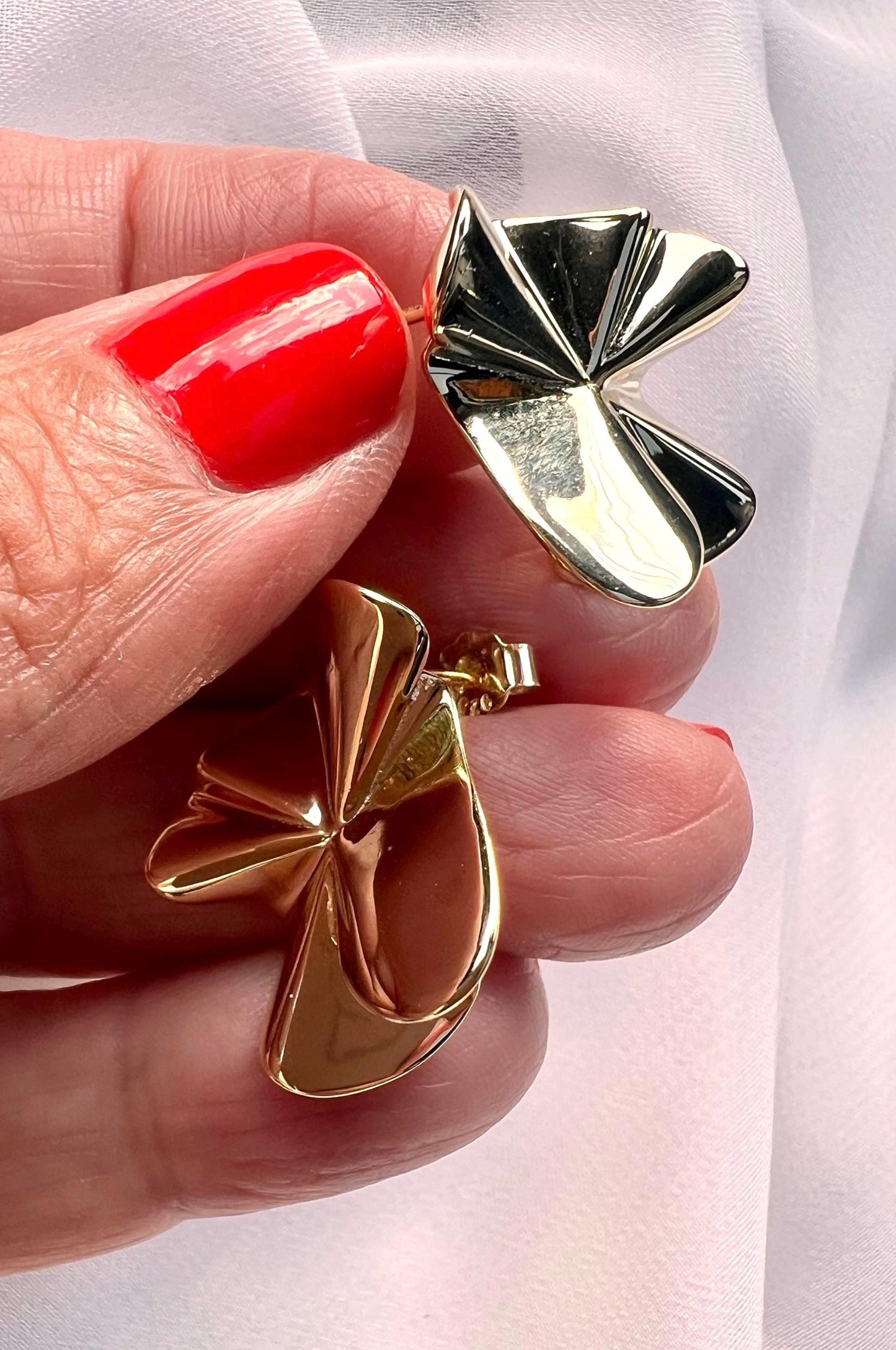 Gold Crumpled Post Earrings: Abstract Trendy Studs