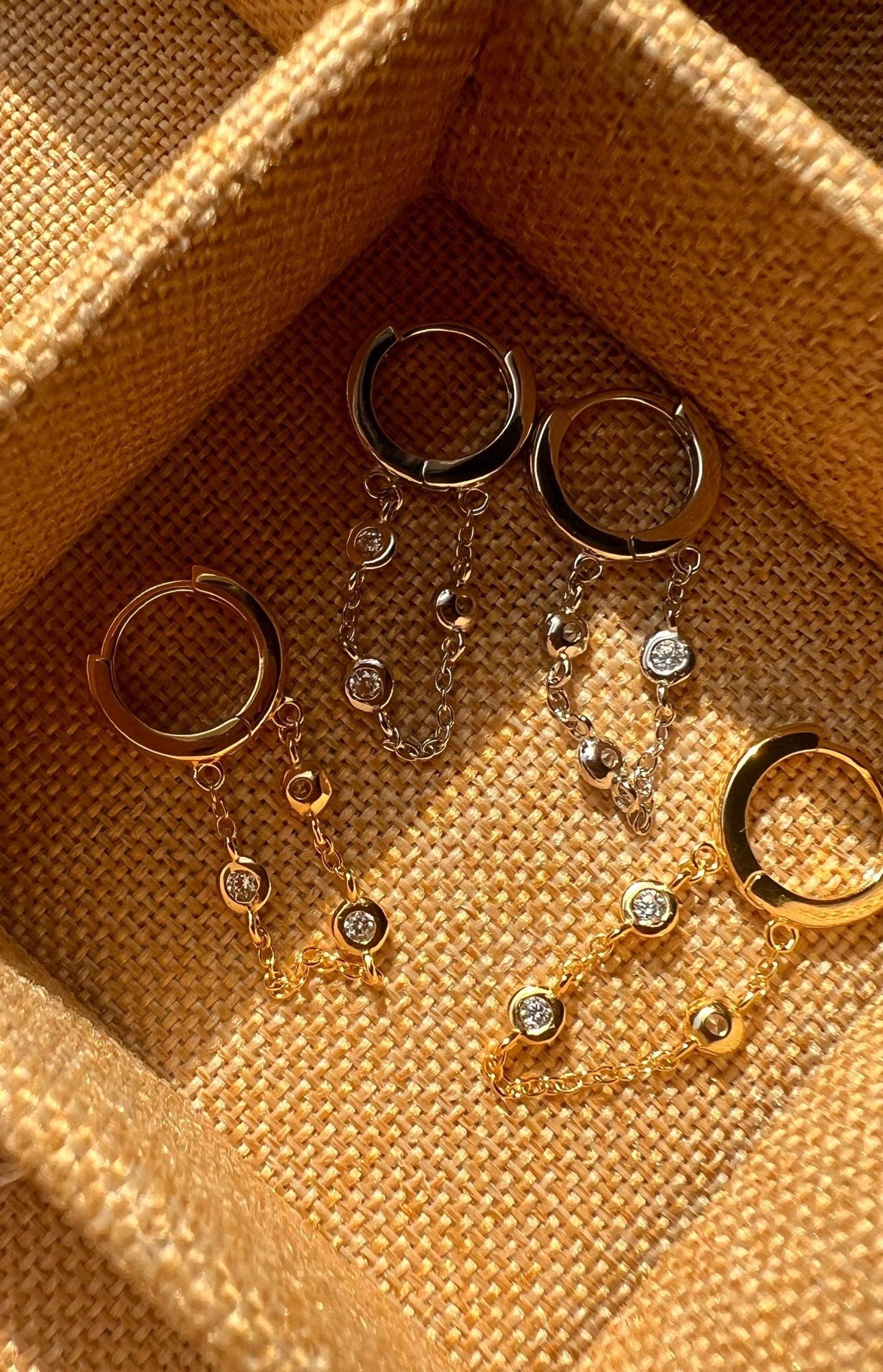 Dangle earrings ,drop earrings,chain earrings,CZ dangle earrings,dainty earrings,gold chain earrings,cartilage piercing,lobe earring stack