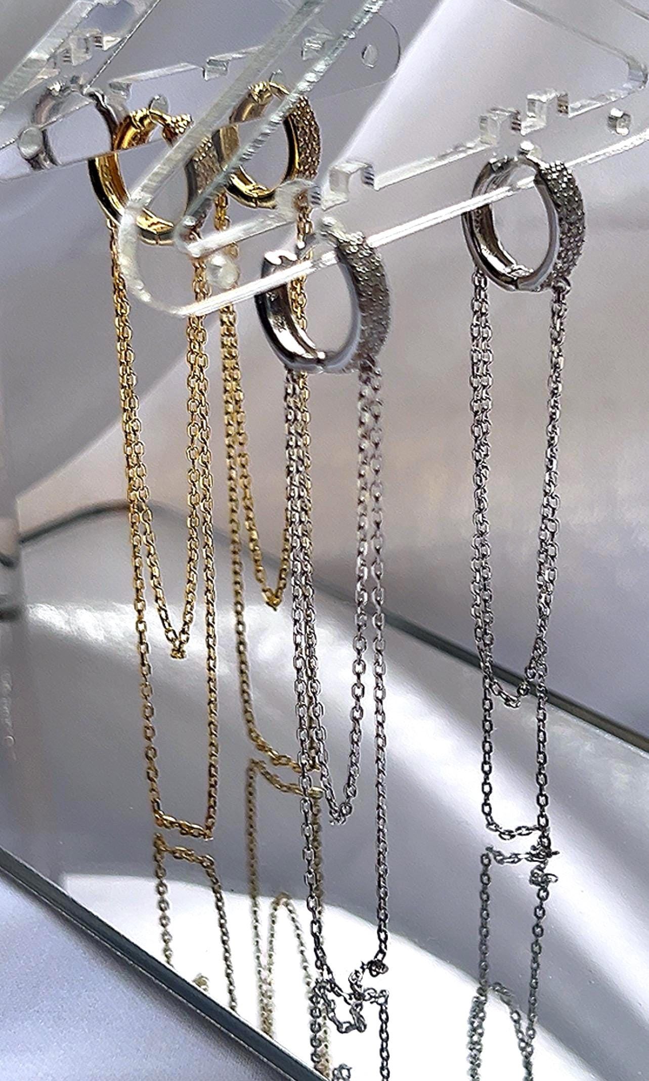 Gold-Plated Chain Dangle Huggie Hoop Earrings,Chain Earrings,Chain Huggies,Chain Drop Earrings,Dangle Drop Earrings,Minimalist Earrings