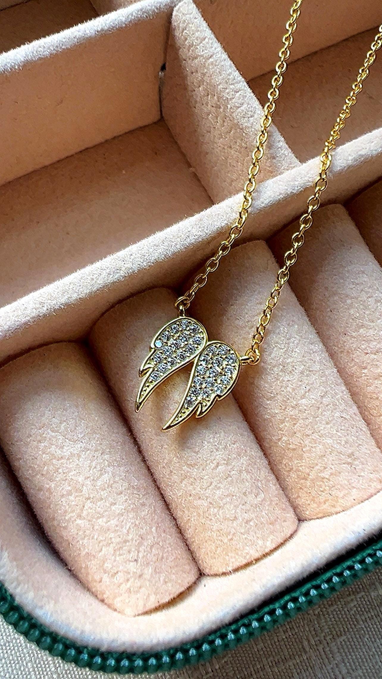 Angel Wing Necklace,CZ jewelry,Winged Jewelry,Dainty Jewelry,Minimalist Jewelry,Gold Angel Wing Necklace Layering Necklace for Women