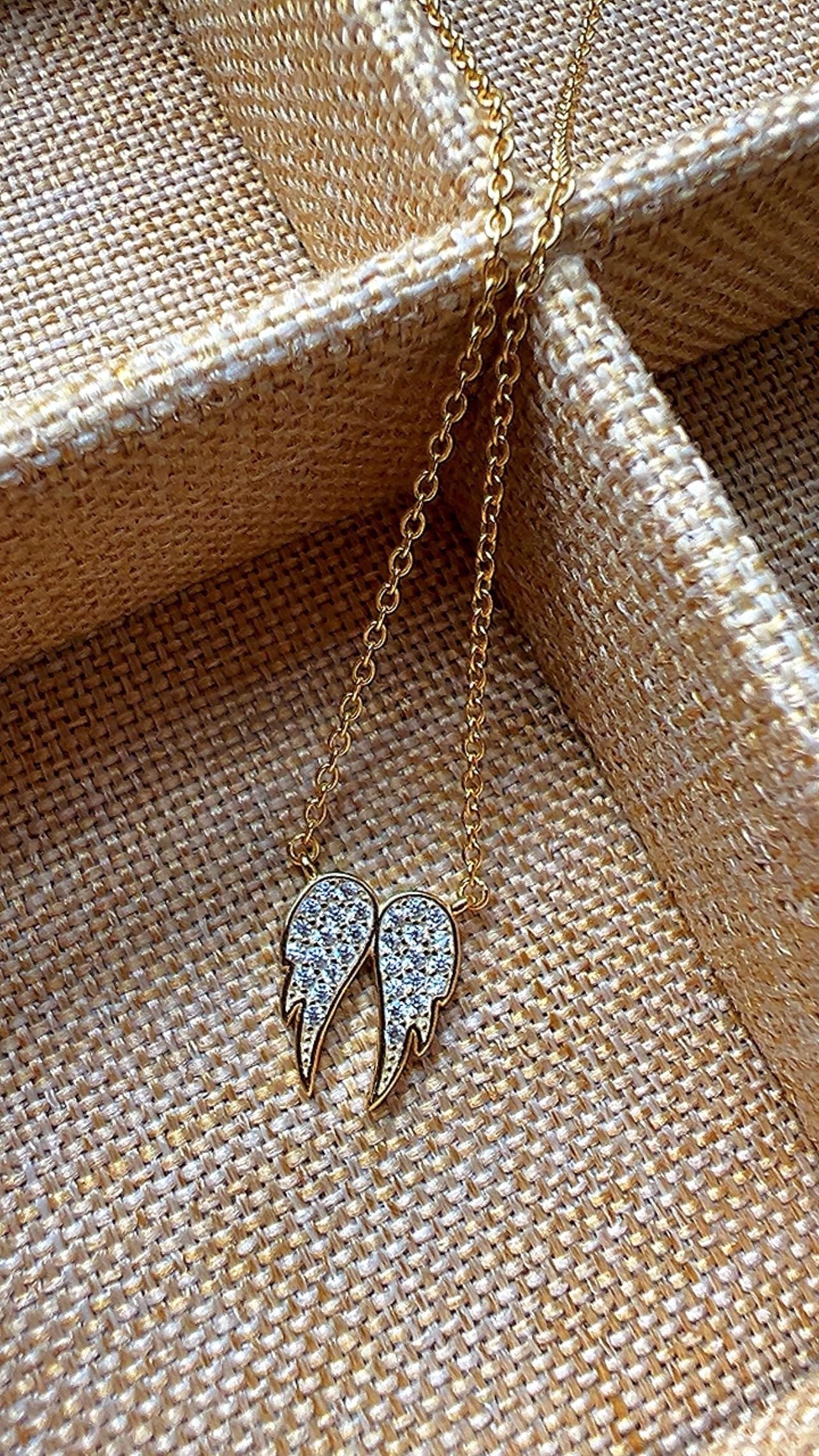 Angel Wing Necklace,CZ jewelry,Winged Jewelry,Dainty Jewelry,Minimalist Jewelry,Gold Angel Wing Necklace Layering Necklace for Women