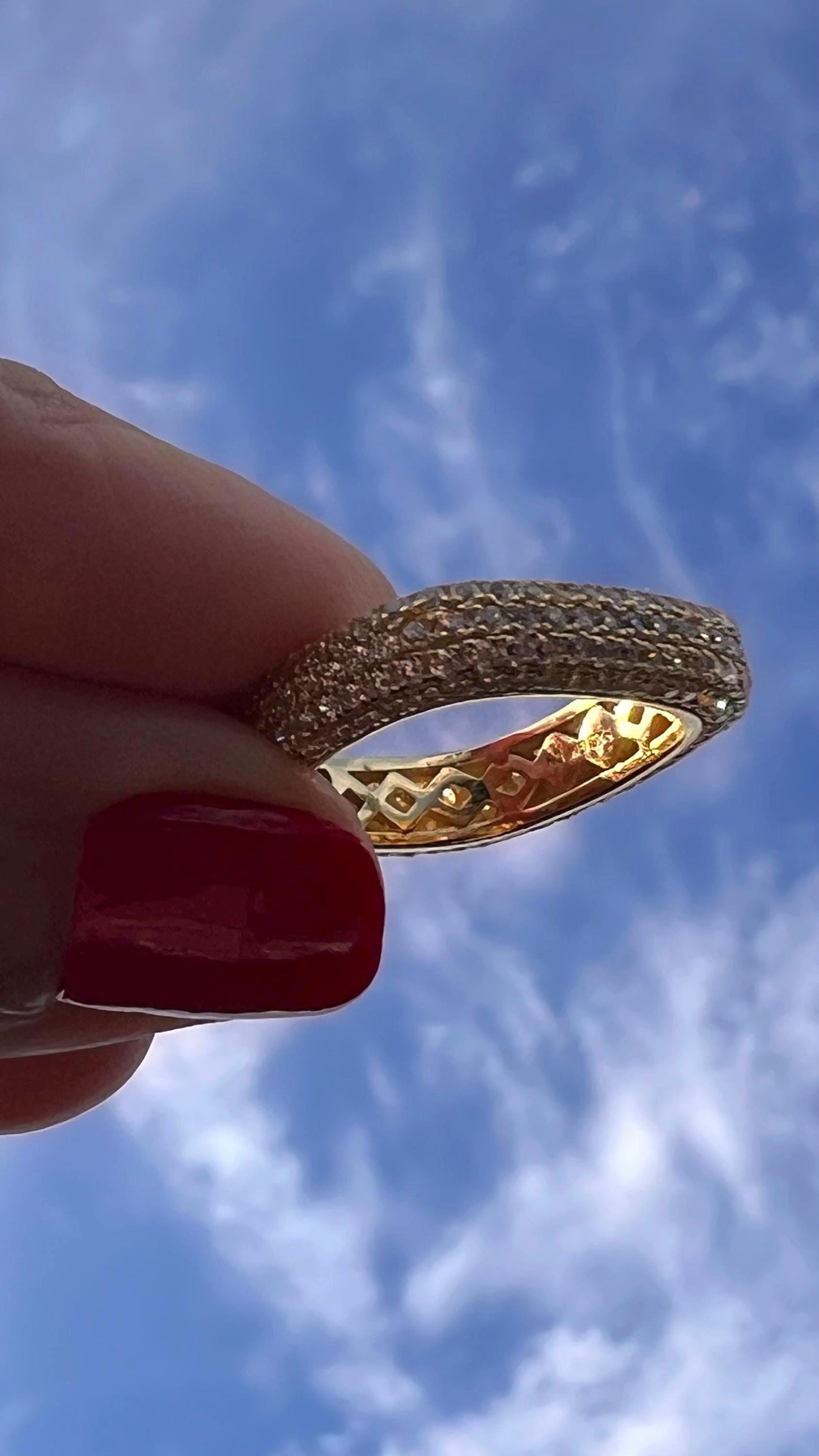 Gold-Plated Pavé Cubic Zirconia Eternity Band Ring