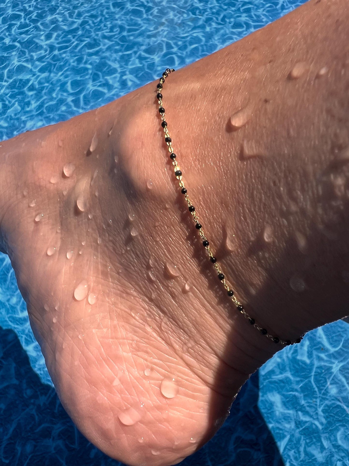 14K Gold Plated anklet,dainty beaded anklet bracelet,adjustable ankle bracelet,beach anklet for women,summer anklet jewelry layered anklet