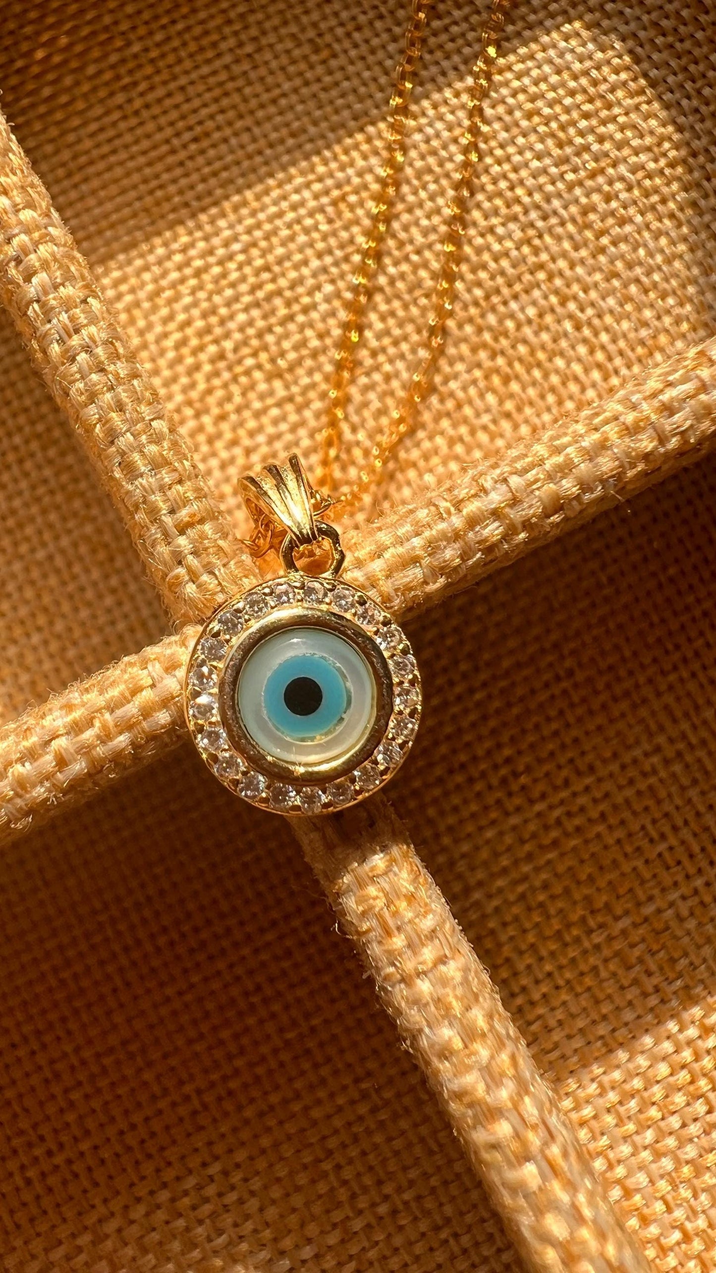 Sterling Silver Evil Eye Necklace: Cubic Zirconia Protection Pendant