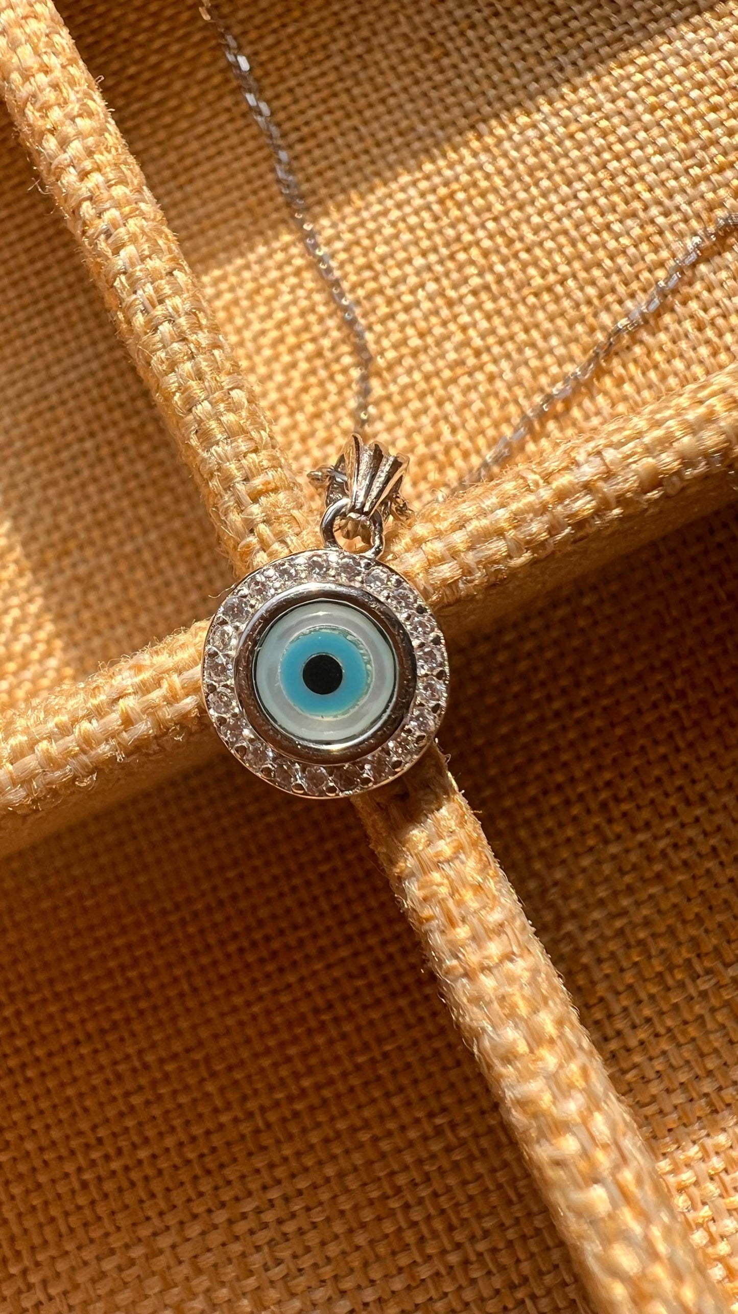Sterling Silver Evil Eye Necklace: Cubic Zirconia Protection Pendant