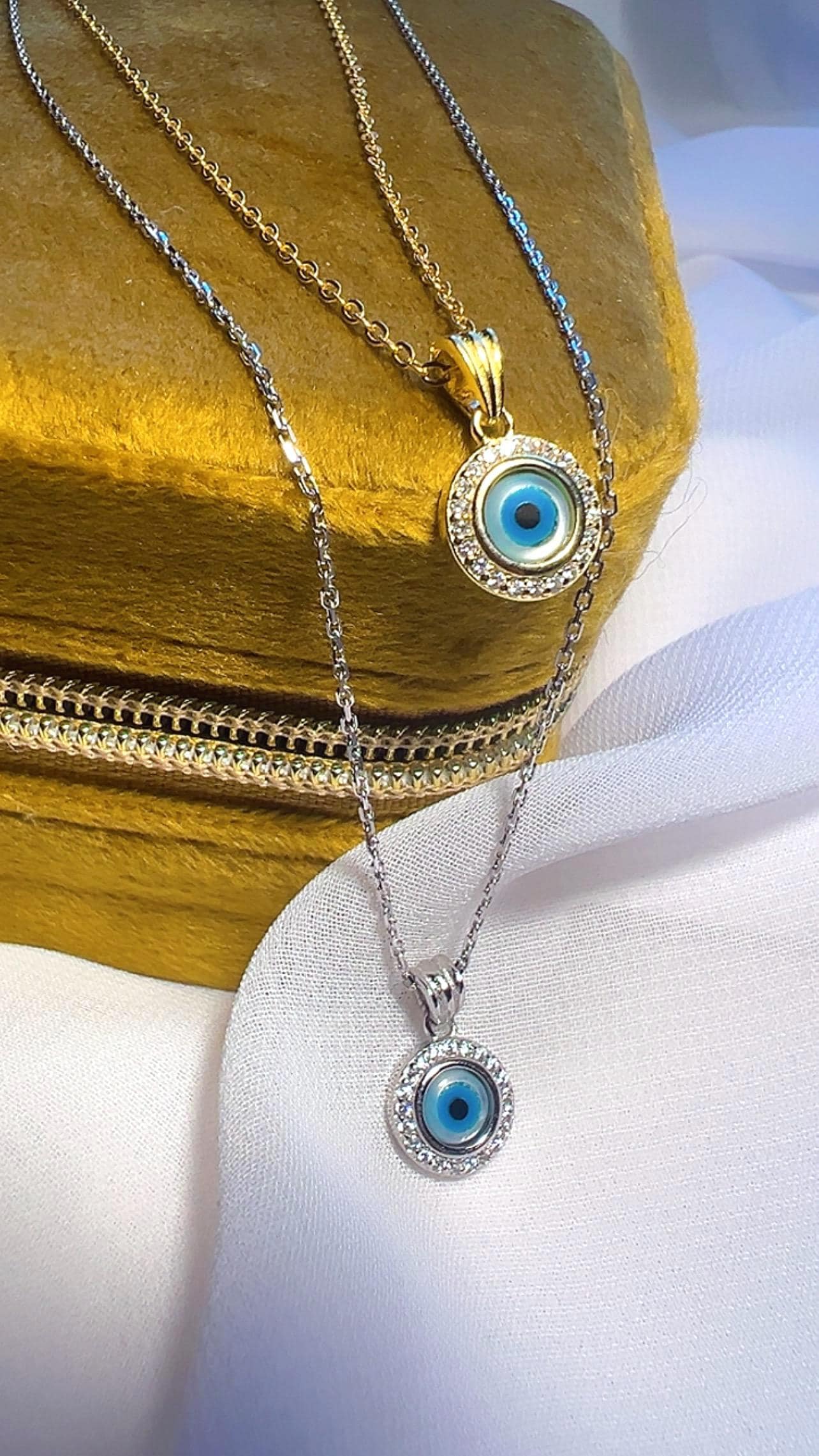 Sterling Silver Evil Eye Necklace: Cubic Zirconia Protection Pendant