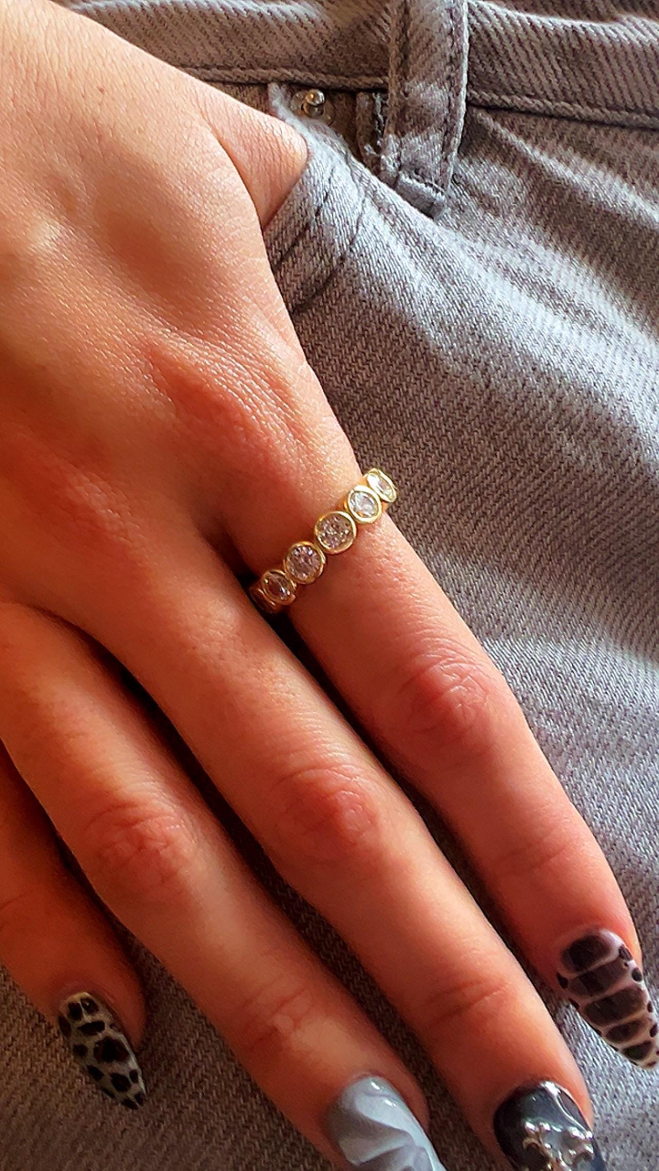 Gold Plated CZ Eternity Band: Sterling Silver Anniversary Ring