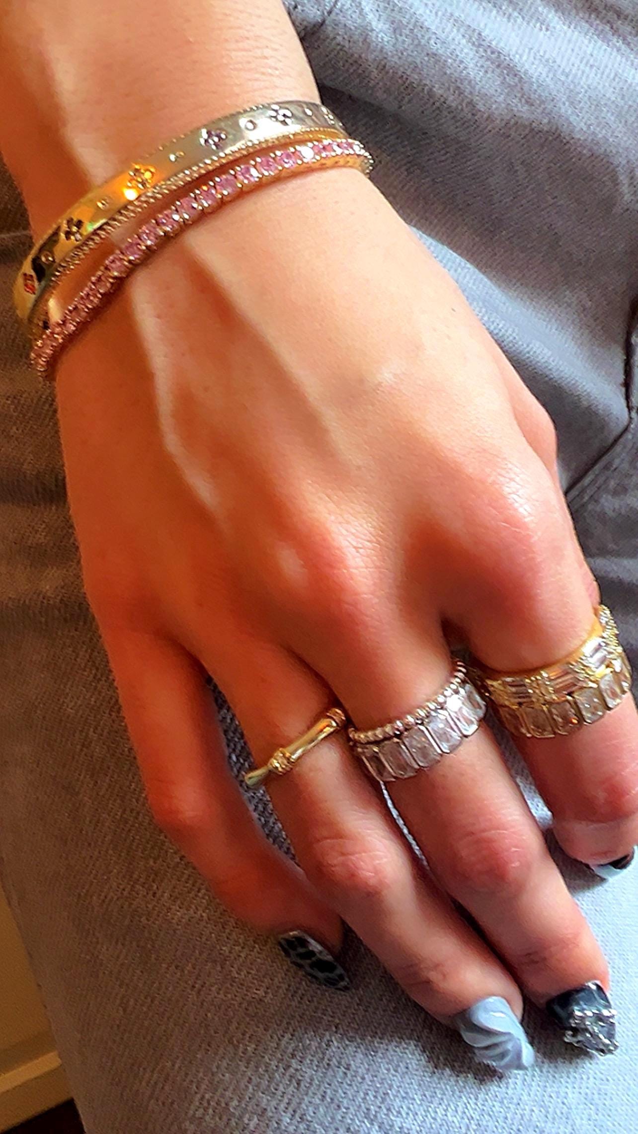 14k Gold Plated Eternity Band, Emerald Cut CZ Stacking Ring,Emerald Cut Bezel Set Full Eternity Band,Stackable Eternity Band,Wedding Band