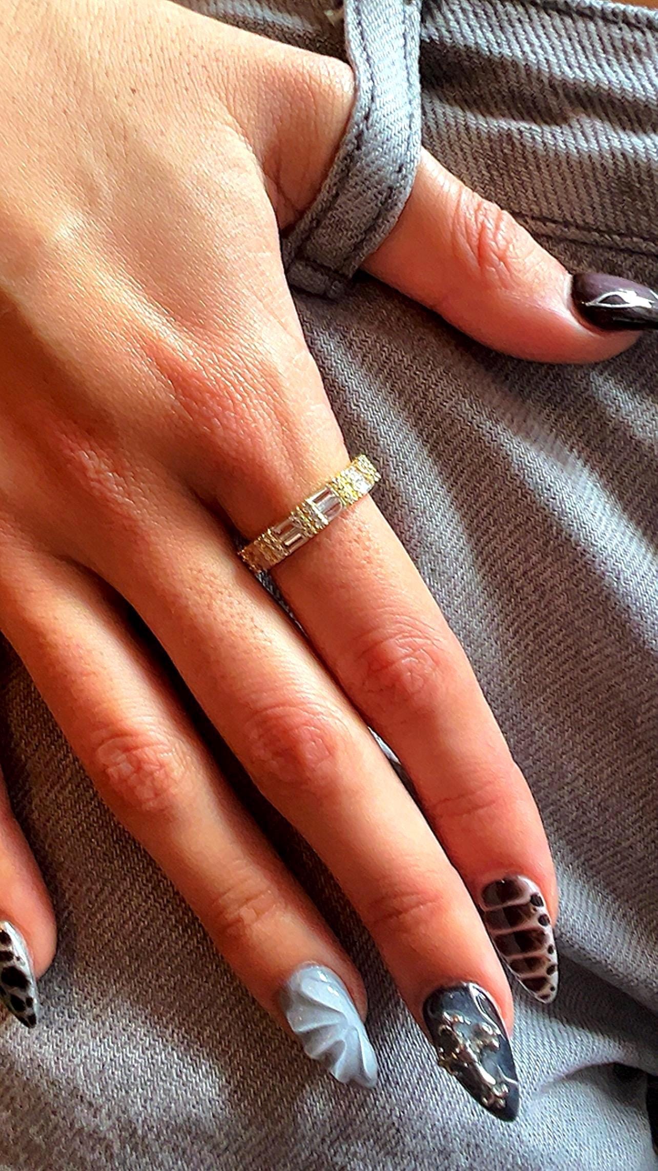 Gold Eternity Band Ring: Baguette CZ Stacking Ring