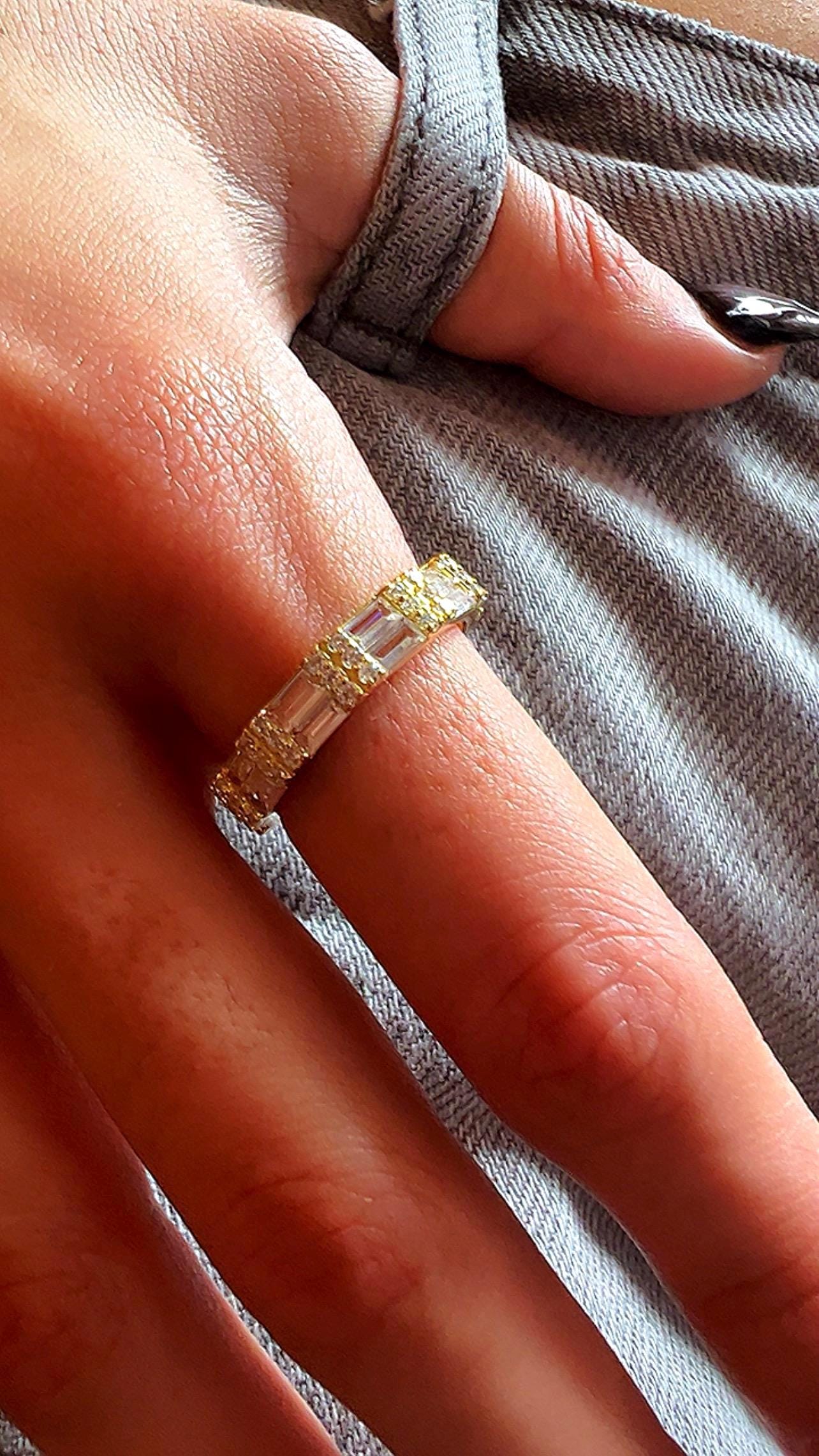 Gold Eternity Band Ring: Baguette CZ Stacking Ring