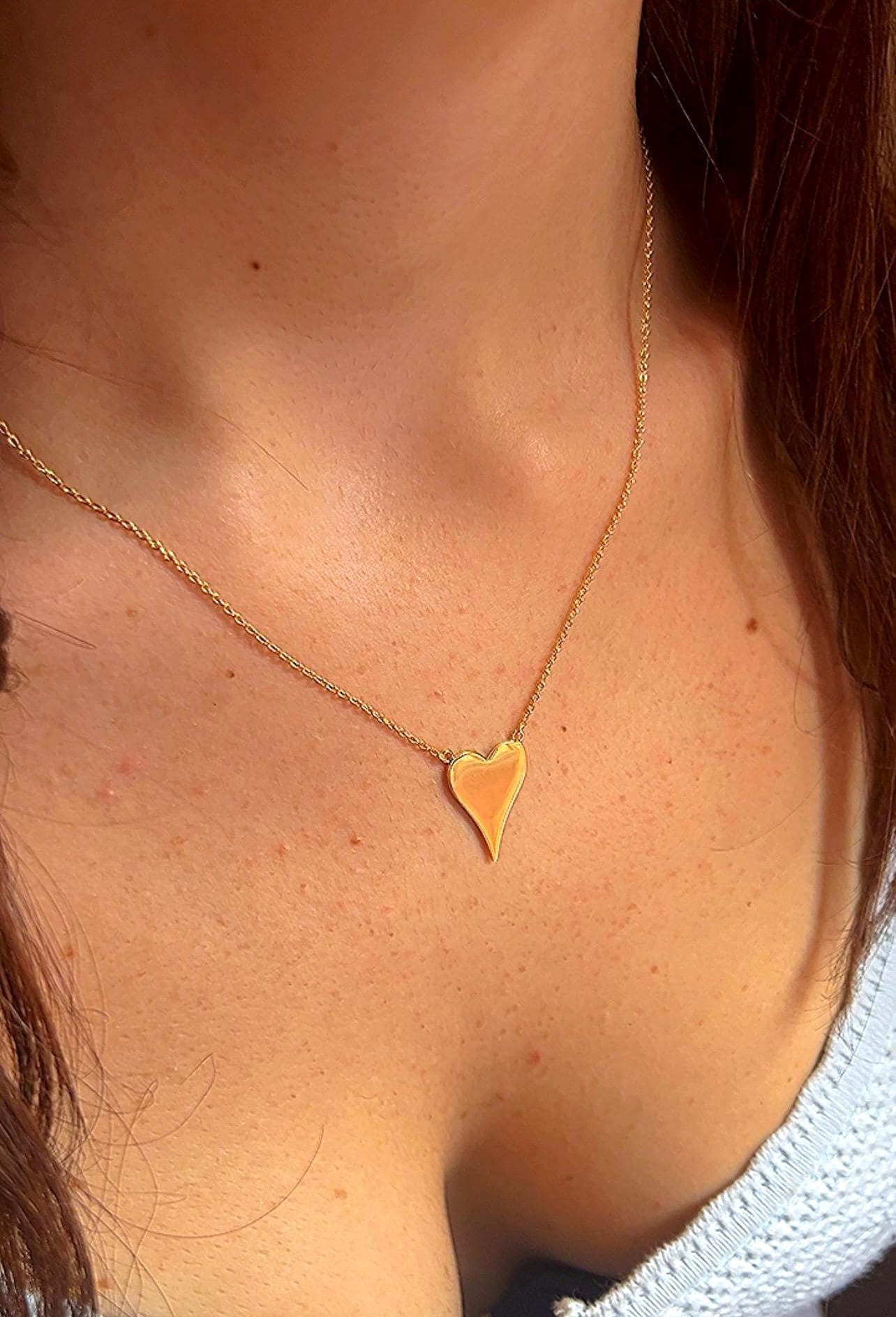 14K Gold Plated Heart Pendant Necklace: Elegant Love Jewelry