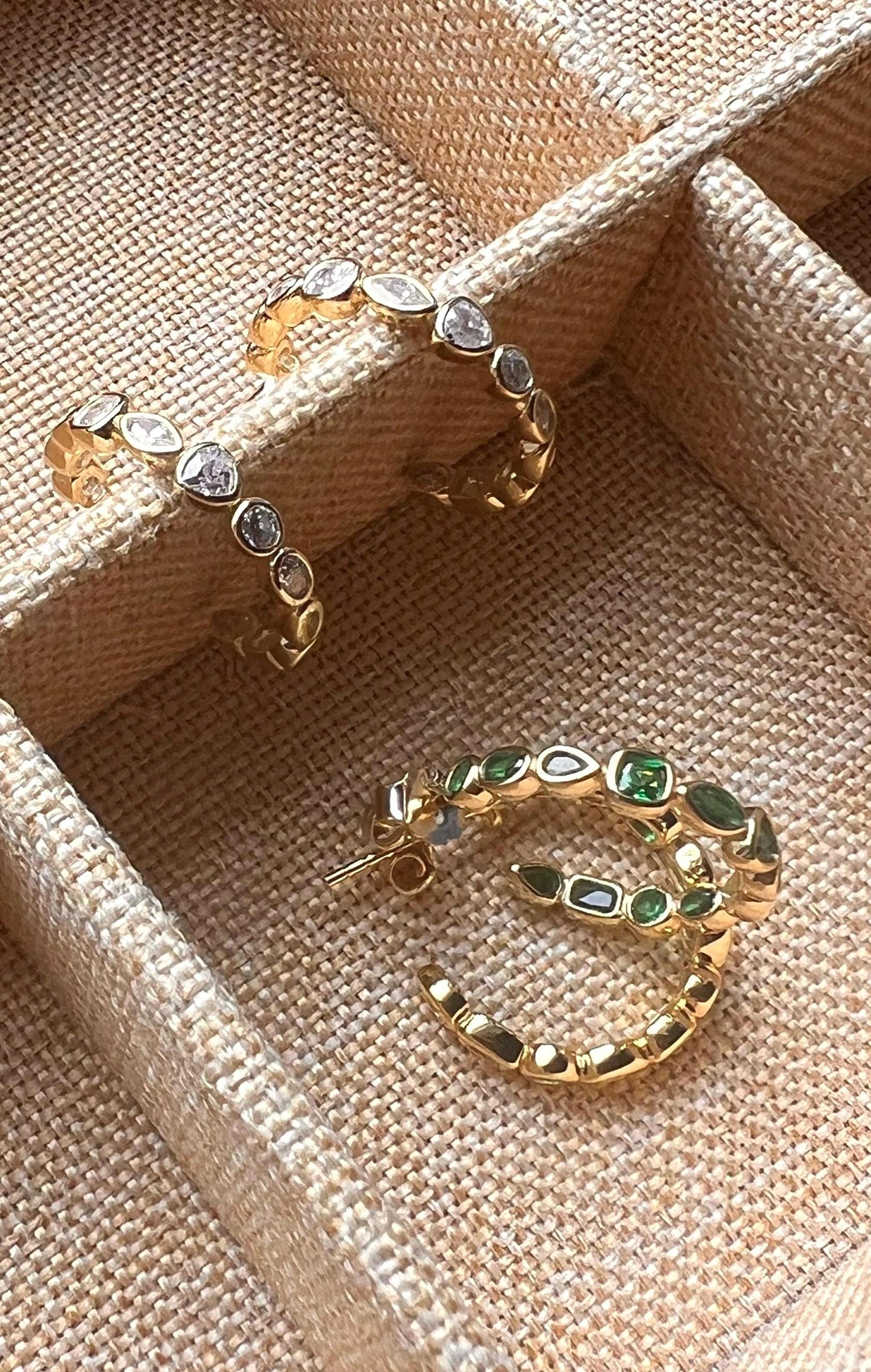 Gold hoop earrings,small hoop earrings,Bezel CZ Half Hoop Earrings,CZ hoop earrings,diamond hoop earrings,trendy earrings,gift for her