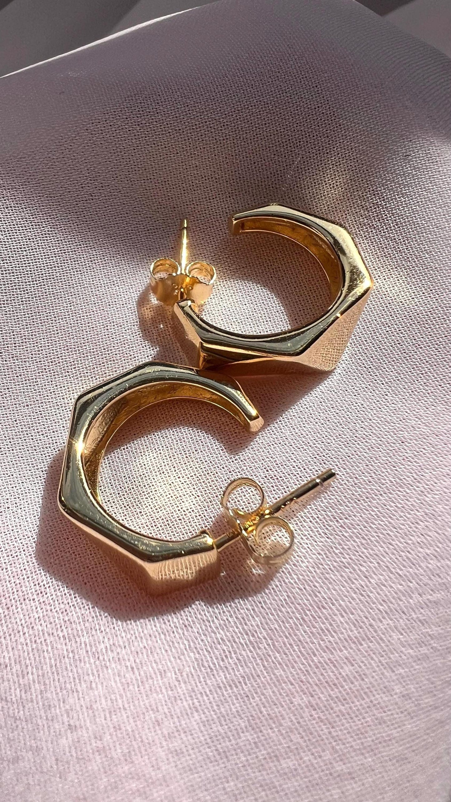Gold hoop earrings, thick hoop earrings, geometric hoop earrings, push back hoop earrings, small hoop earrings, trendy jewelry, gift for her