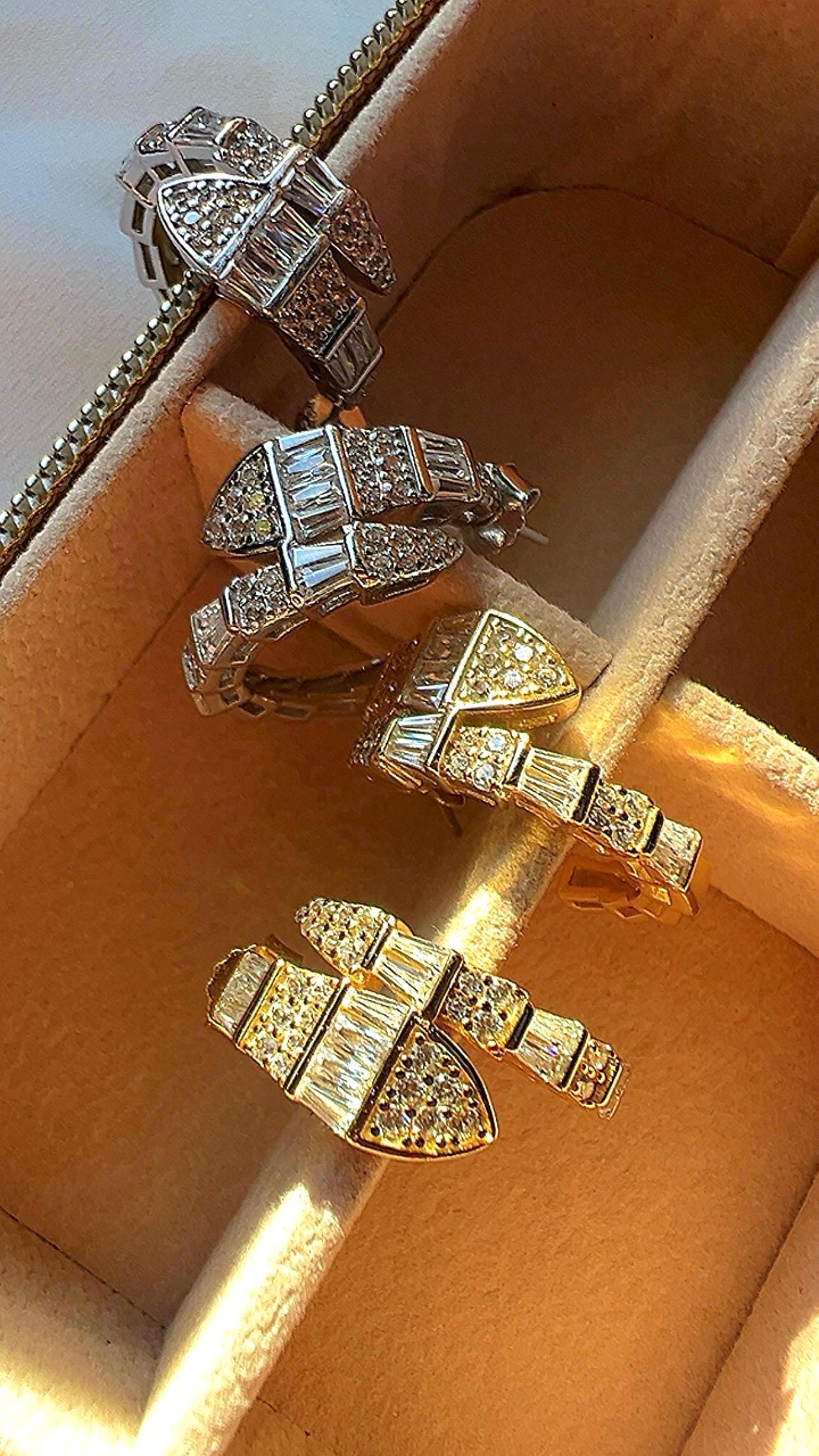Gold Plated Snake Hoop Earrings: Cubic Zirconia Statement Jewelry