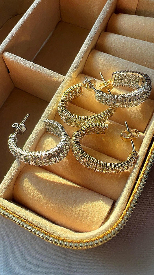 Sterling Silver CZ Hoop Earrings: Pave Teardrop Jewelry