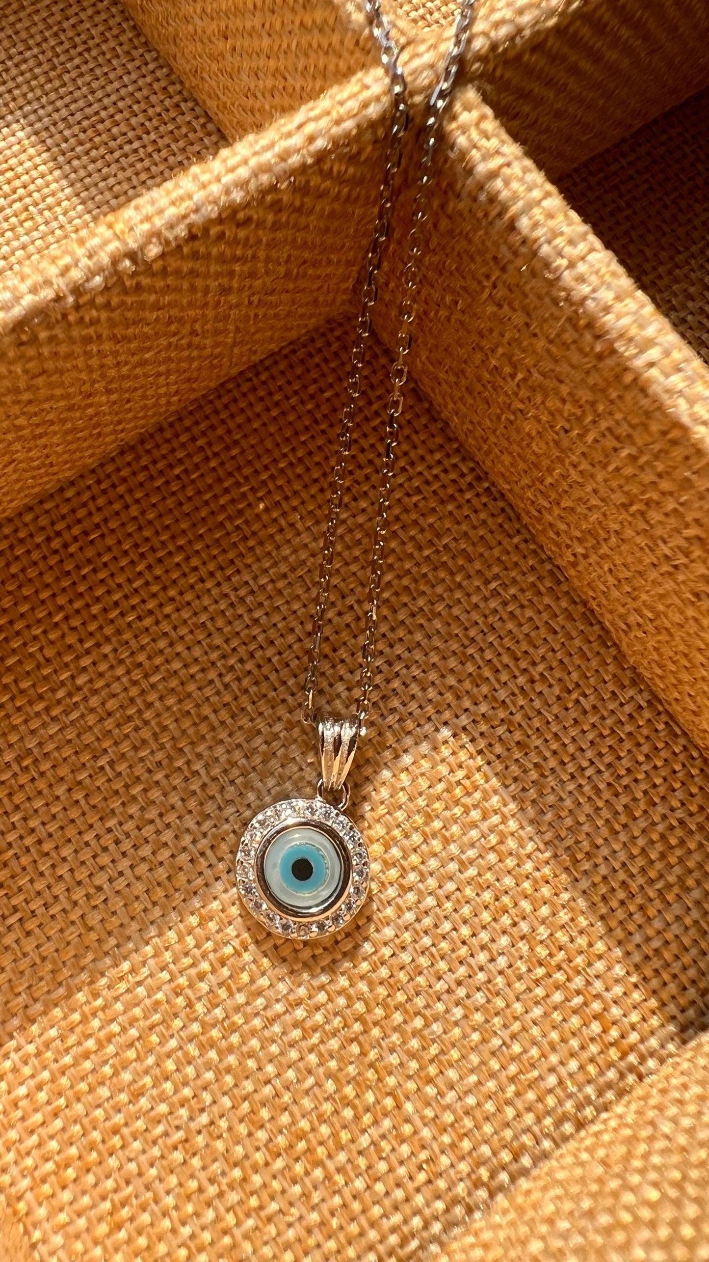 Sterling Silver Evil Eye Necklace: Cubic Zirconia Protection Pendant