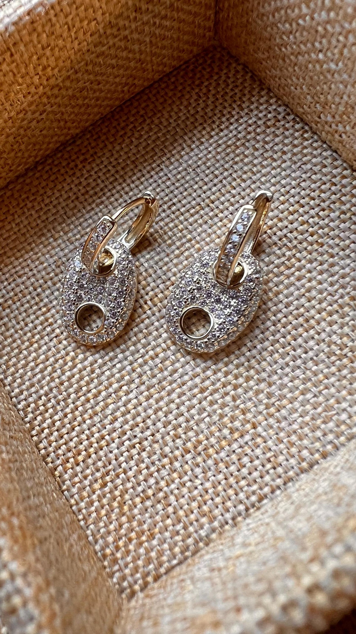 Gold Mariner Huggie Earrings: Cubic Zirconia Dangle, Sterling Silver