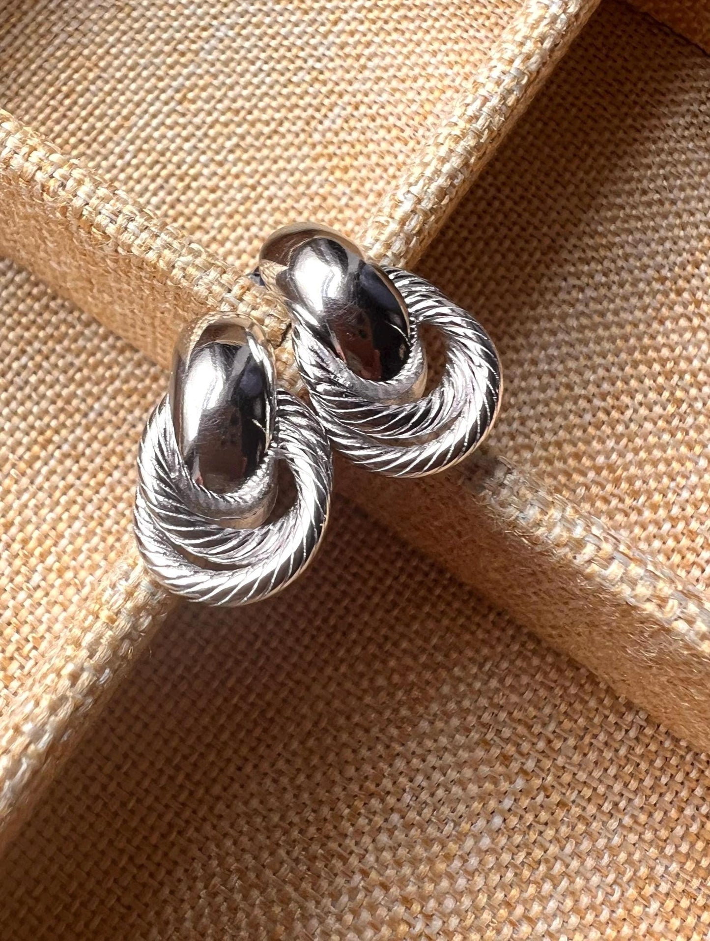 Sterling Silver Twist Drop Earrings: Chunky Trendy Jewelry