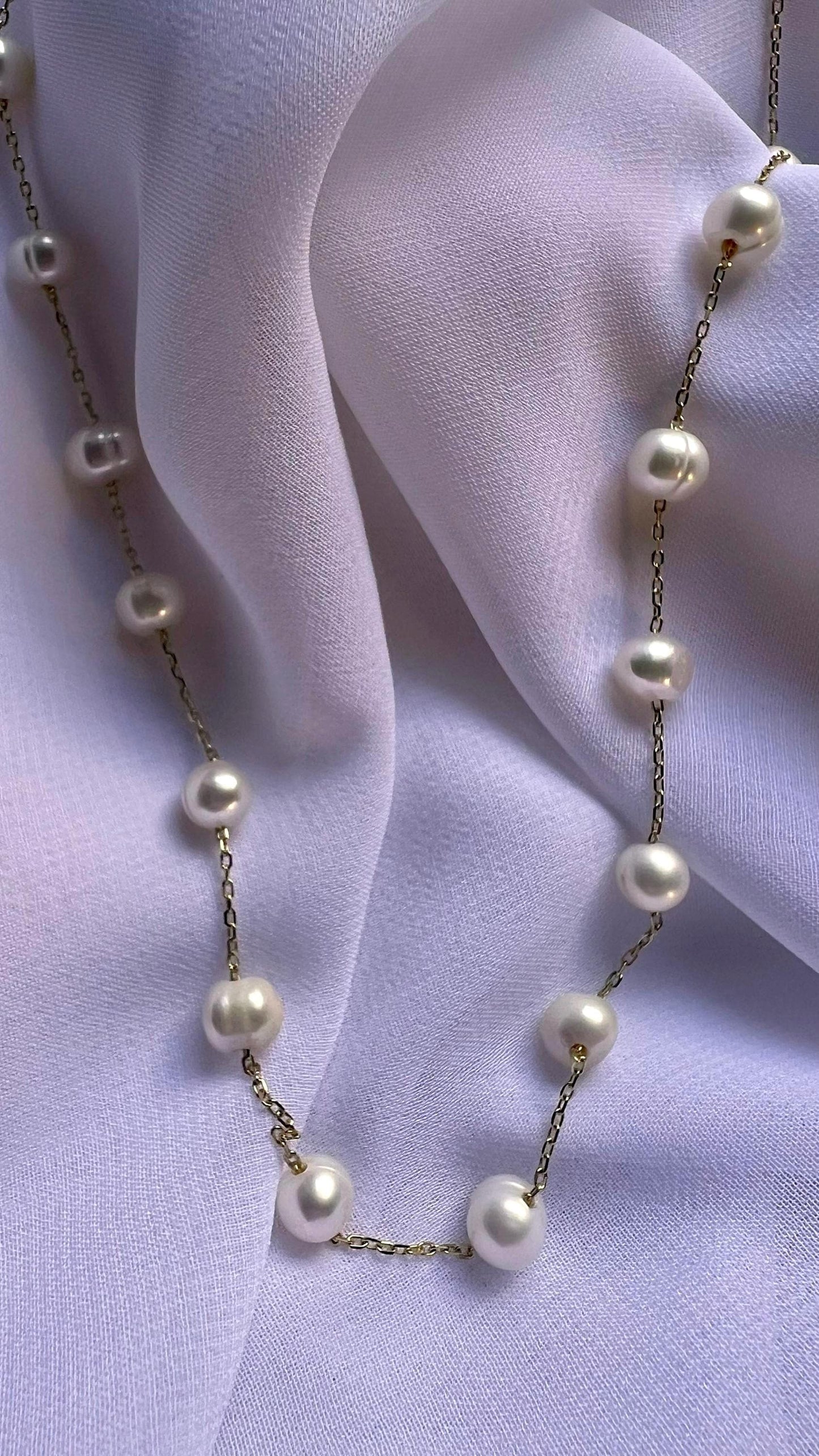 14K Gold-Plated Freshwater Pearl Necklace: Elegant Bridesmaid Jewelry
