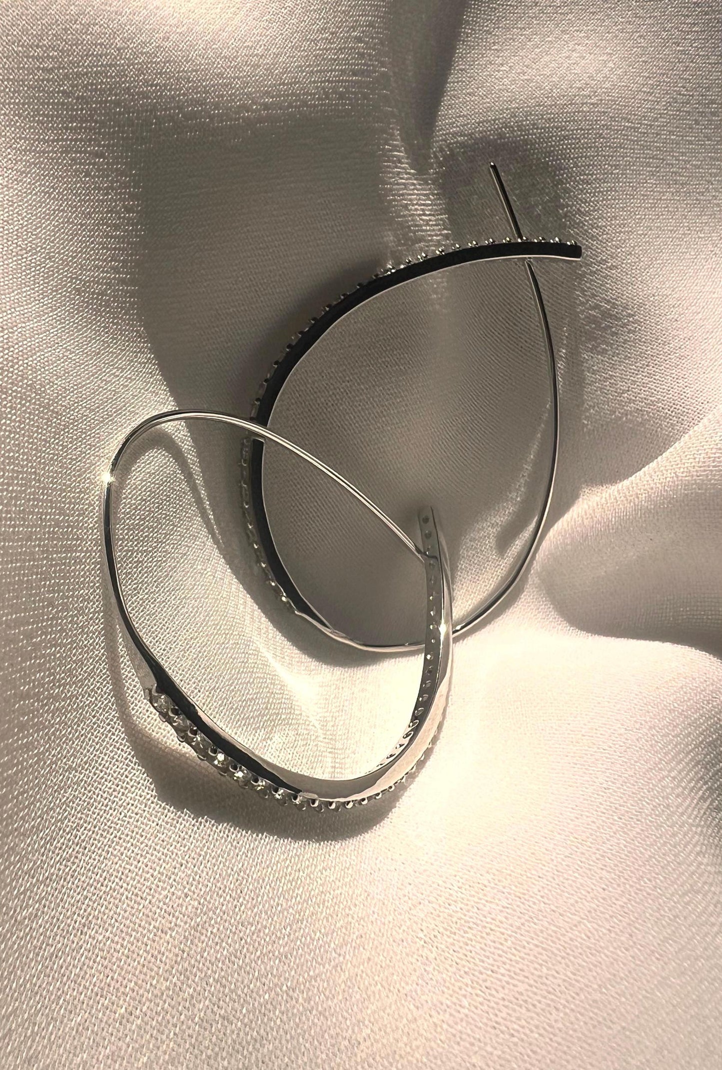 Sterling Silver Threader Earrings: Dainty CZ Geometric Earrings