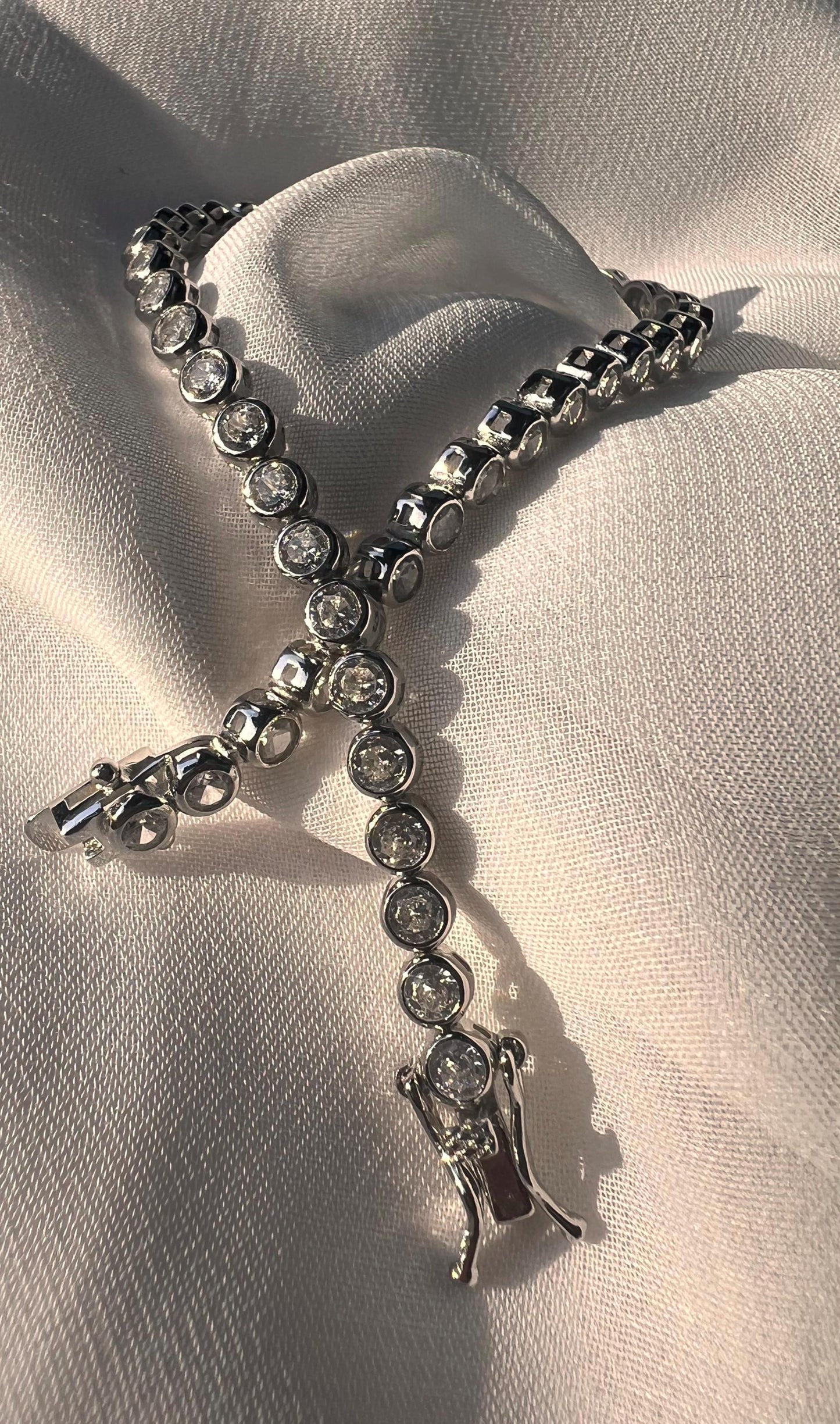 3mm CZ Bezel Tennis Bracelet: Sterling Silver Cubic Zirconia