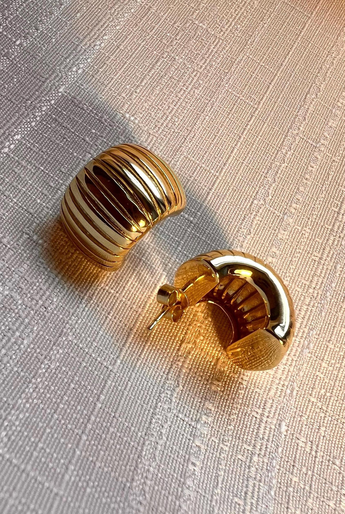Gold Plated Sterling Silver Chunky Hoop Earrings
