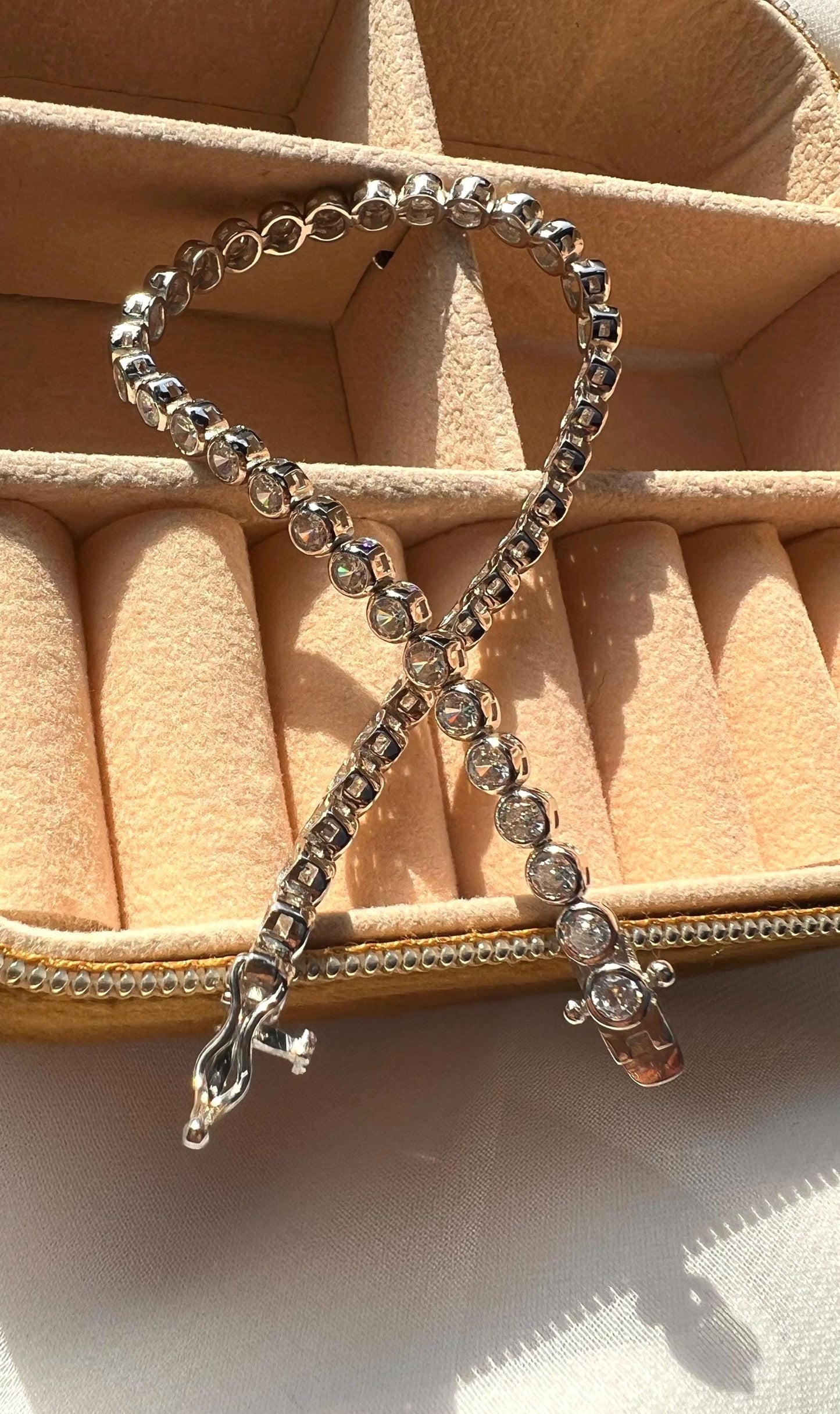 3mm CZ Bezel Tennis Bracelet: Sterling Silver Cubic Zirconia