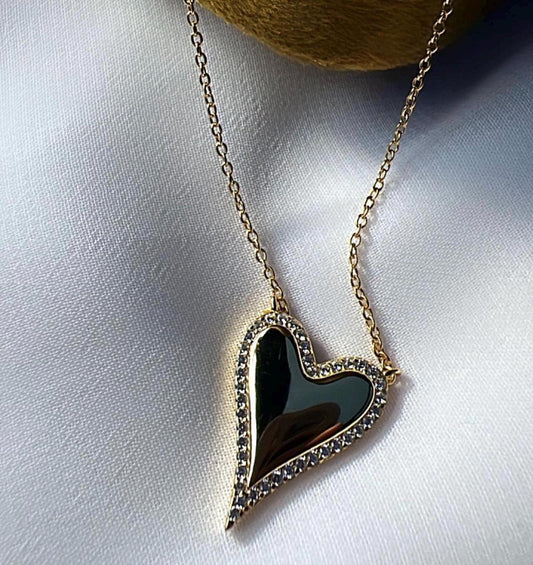 14K Gold Plated Heart Pendant Necklace: Cubic Zirconia Valentine's Jewelry