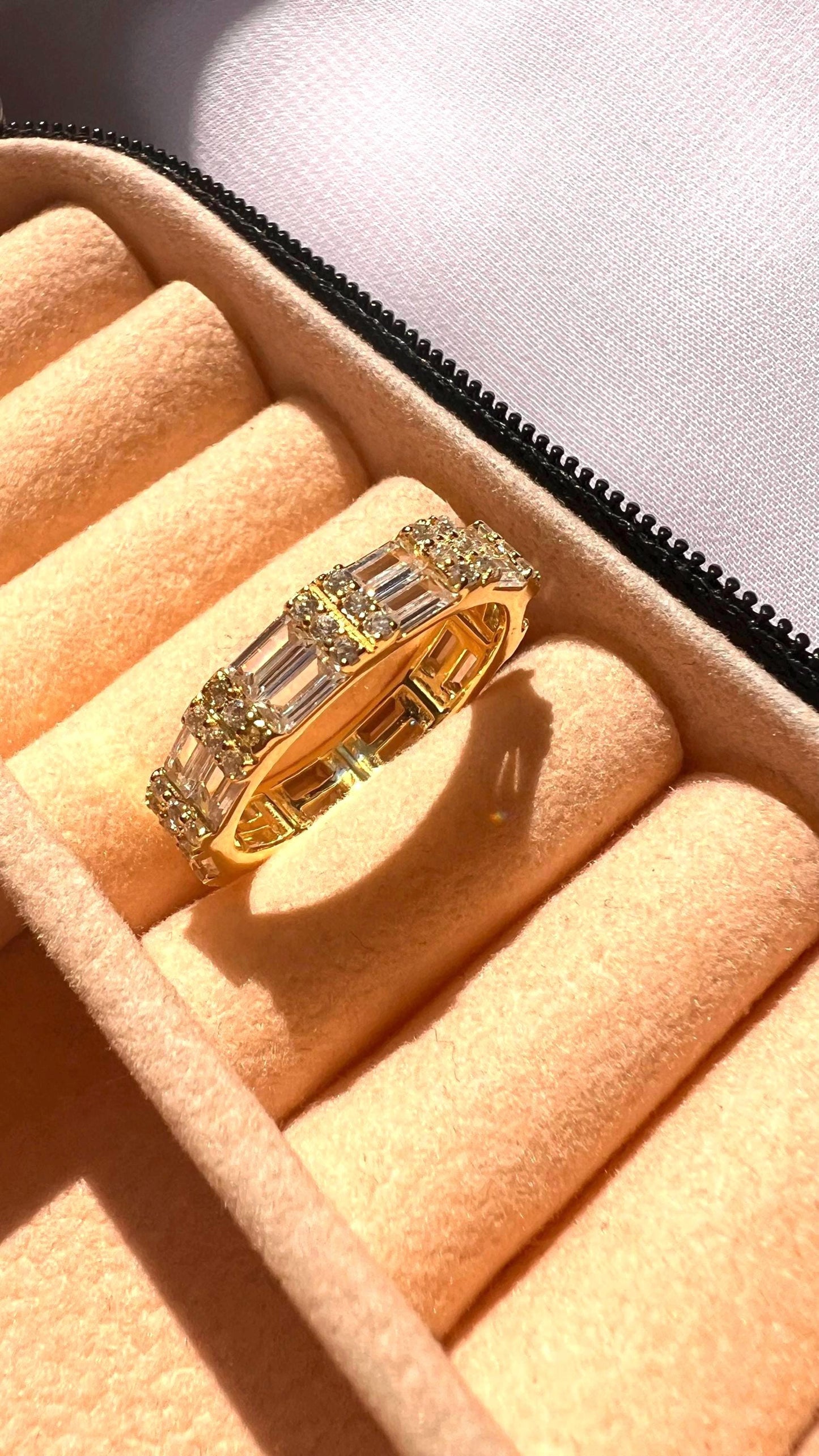 Gold Eternity Band Ring: Baguette CZ Stacking Ring