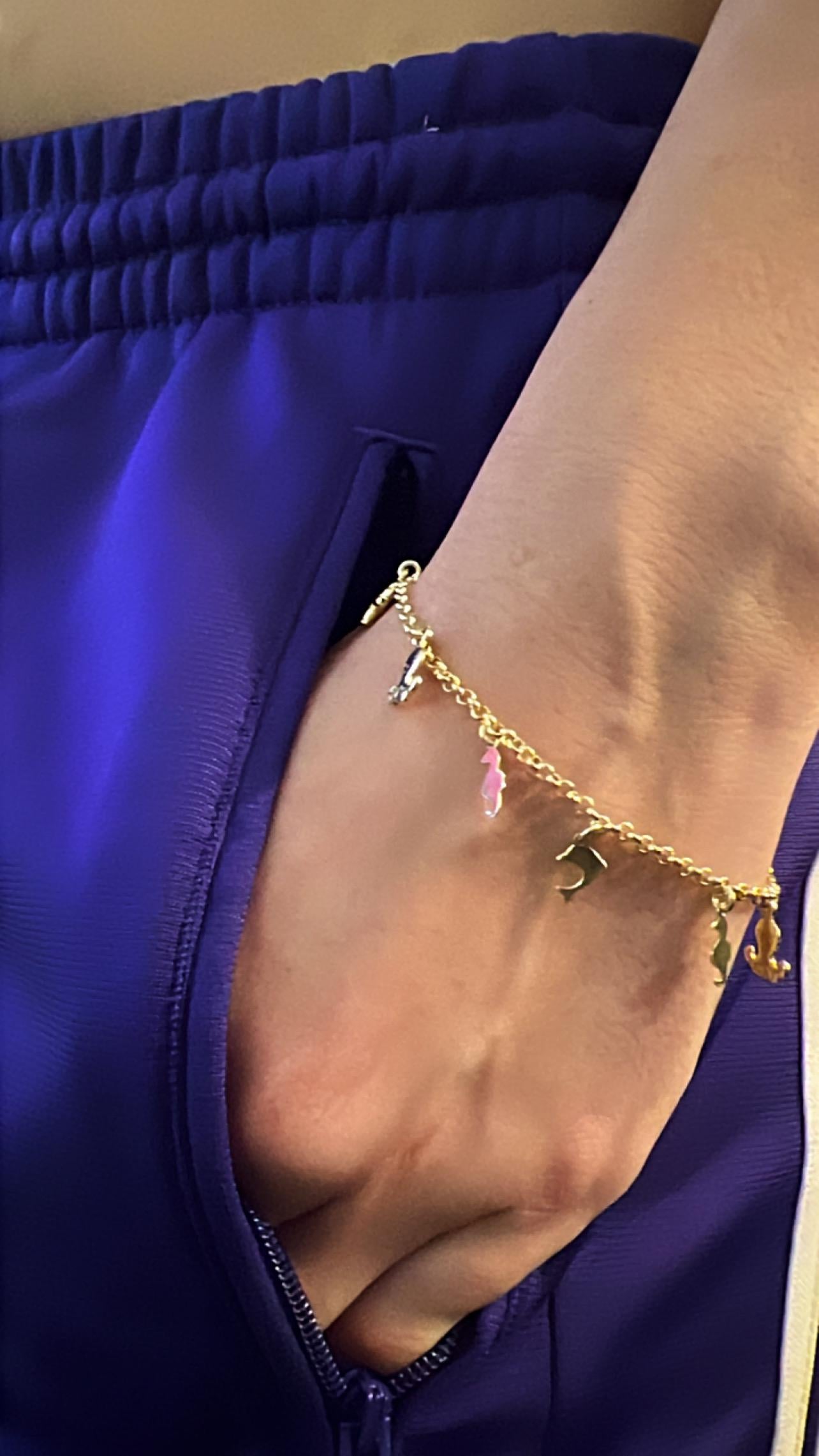 Gold Charm Bracelet Ocean Charm Bracelet,Beach Charm Bracelet Sea Shell Bracelet,Gold Chain Bracelet,Starfish Bracelet,Beach Jewelry