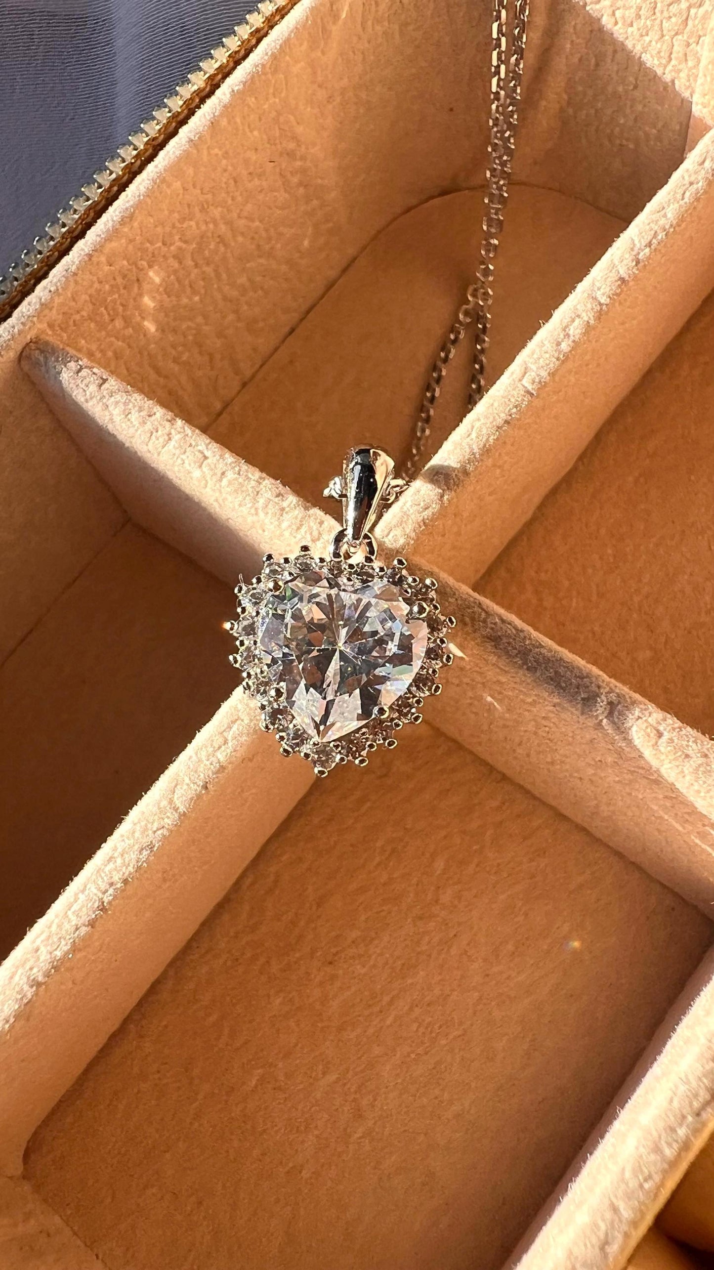 Sterling Silver Heart Necklace,Cubic Zirconia Heart Pendant Necklace,Pave CZ Stone Necklace,Love Necklace,CZ Stone Heart Necklace