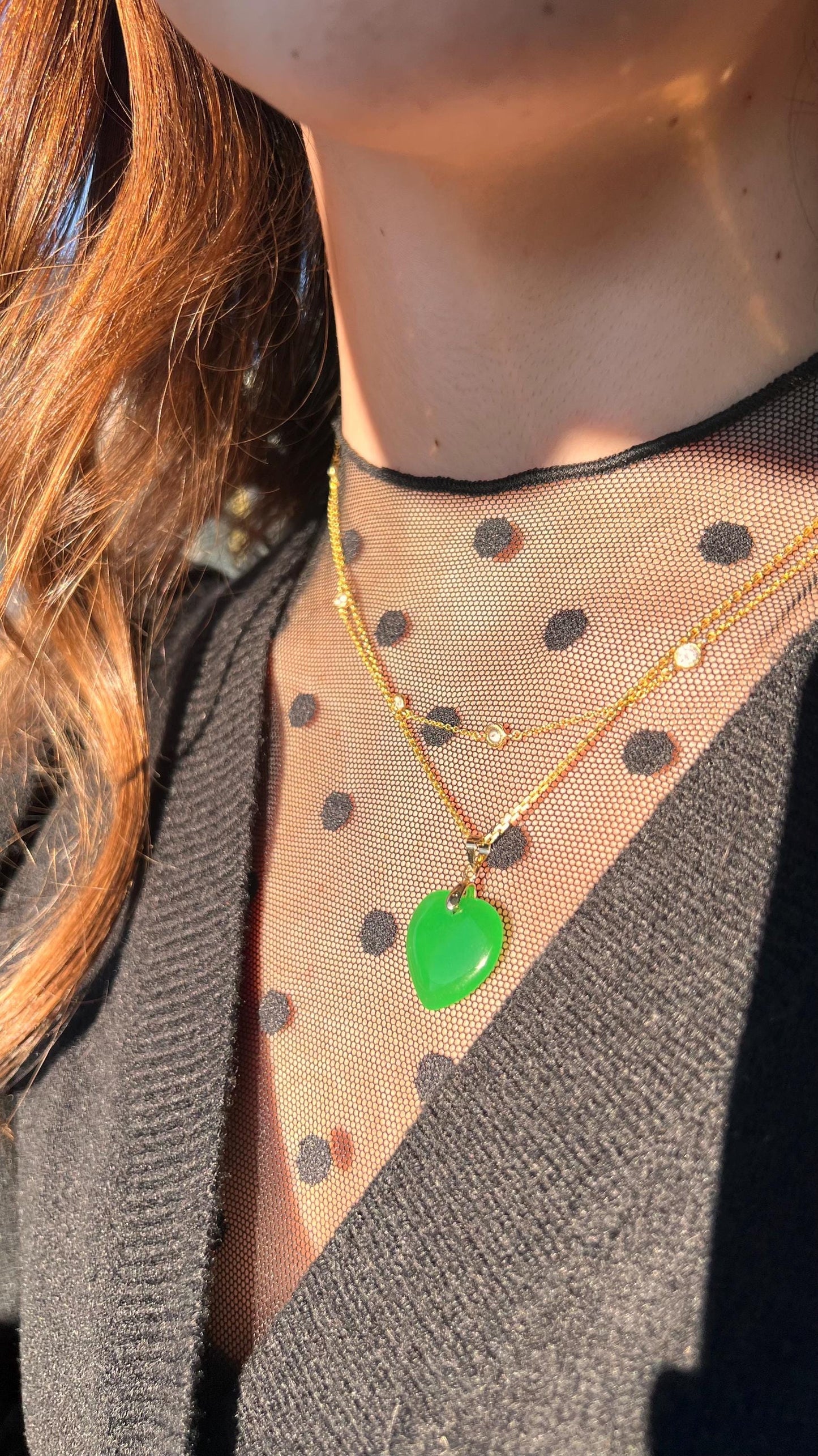 Jade Pendant Necklace spiritual jewelry green jade necklace heart shaped necklace Jade jewelry Love Jewelry,gift ideas for her