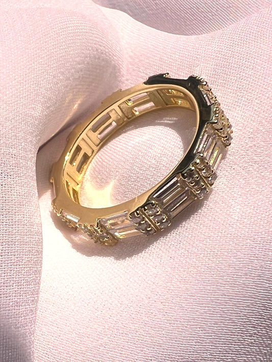 Gold Eternity Band Ring: Baguette CZ Stacking Ring