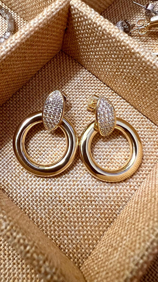 Circle Dangle Earrings,Chunky Drop Earrings,Gold Dangle Earrings,CZ Earrings,Chunky Gold Earrings,Circle Drop Earrings Gift ideas for Her