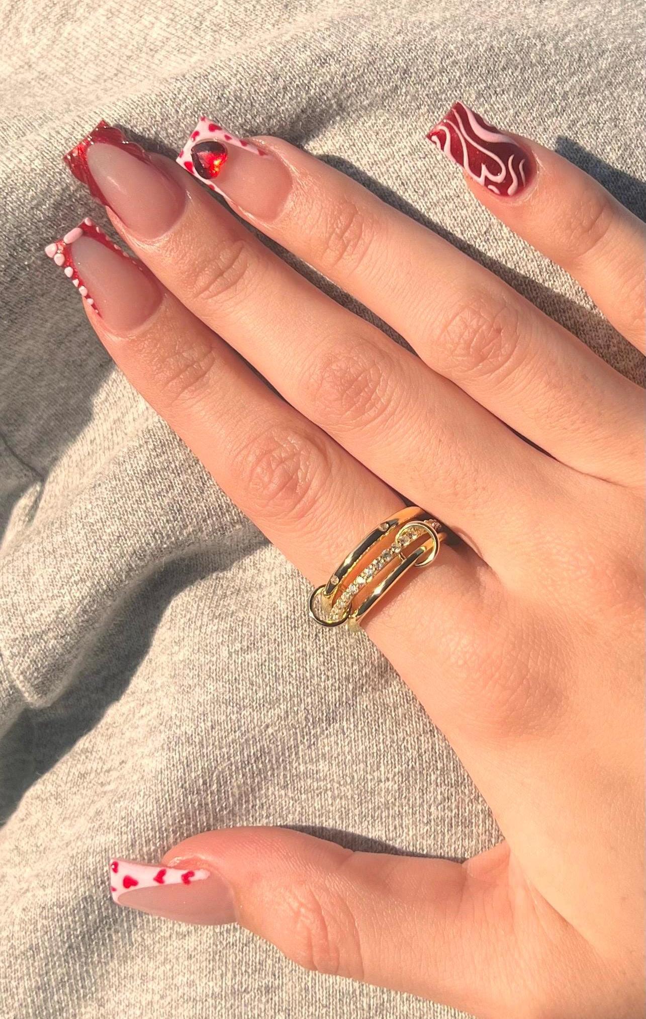 Gold Plated Multi Band Ring: Cubic Zirconia Interlocked Ring