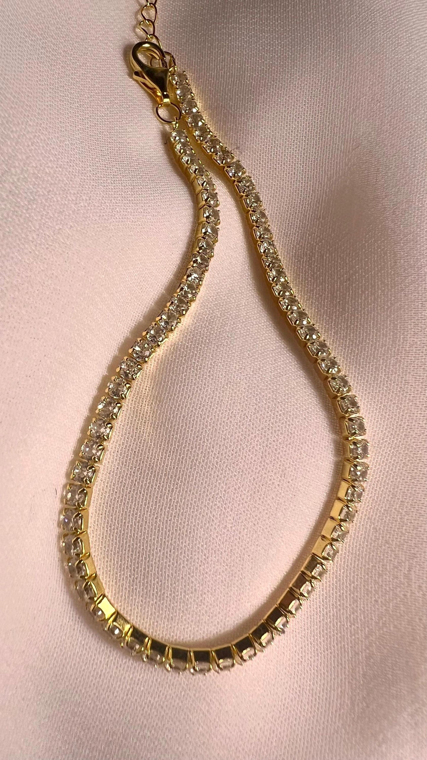 Gold Plated Tennis Bracelet: Adjustable Cubic Zirconia Sparkle Jewelry