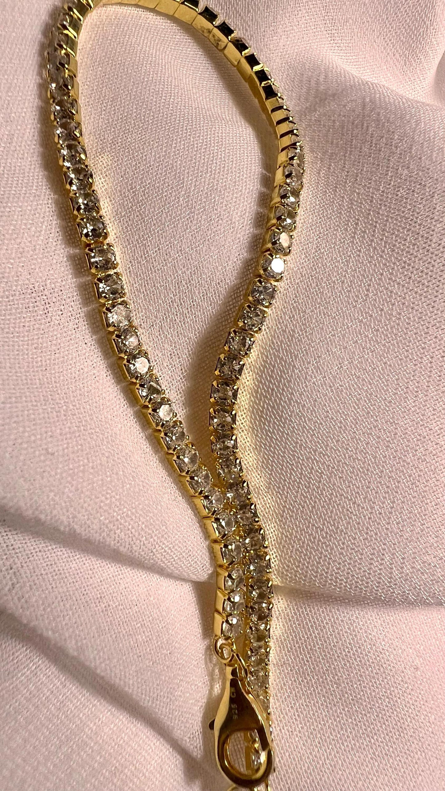 Gold Plated Tennis Bracelet: Adjustable Cubic Zirconia Sparkle Jewelry