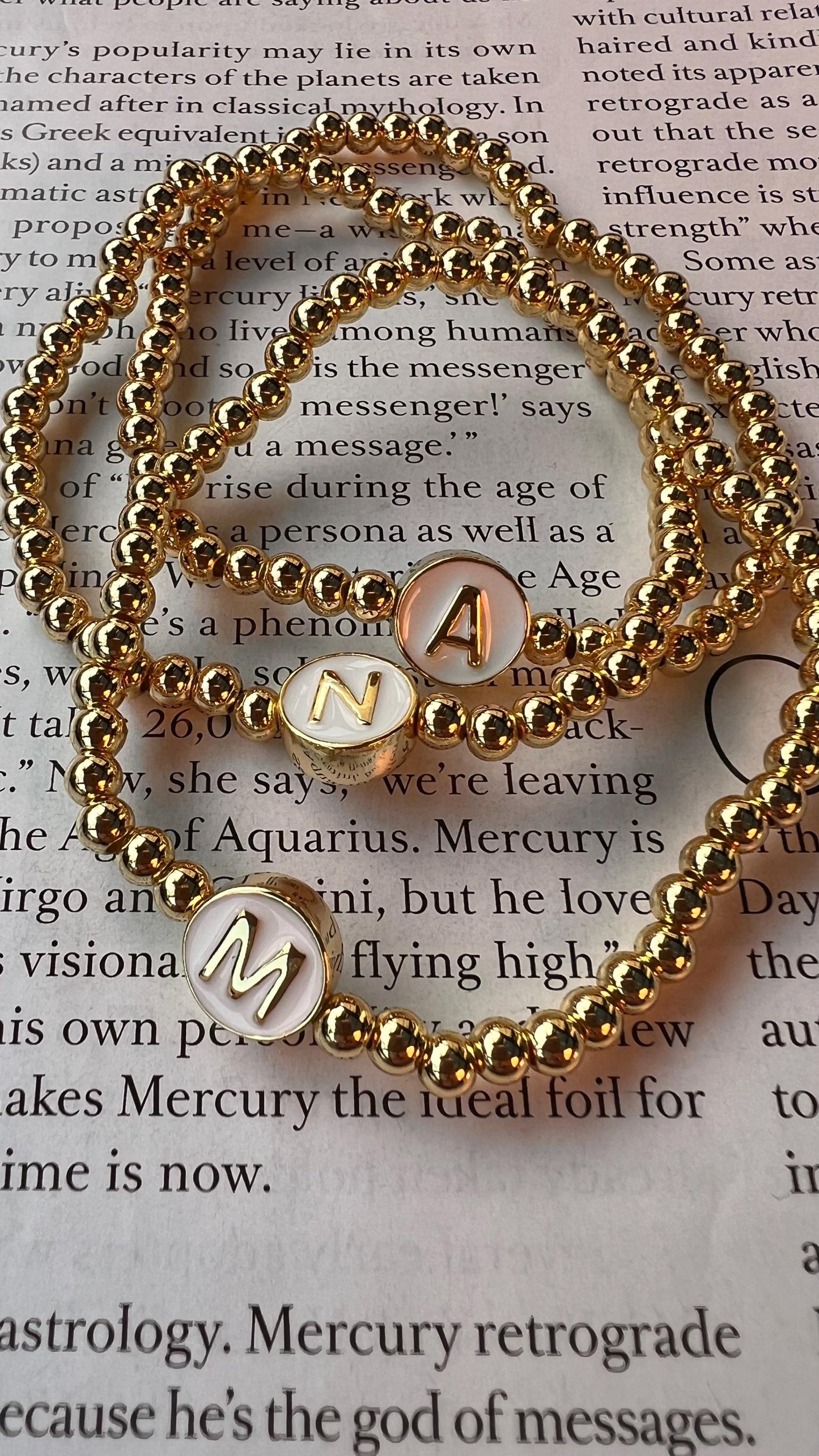 Gold-Filled Initial Beaded Bracelet: Personalized Stretchy Charm