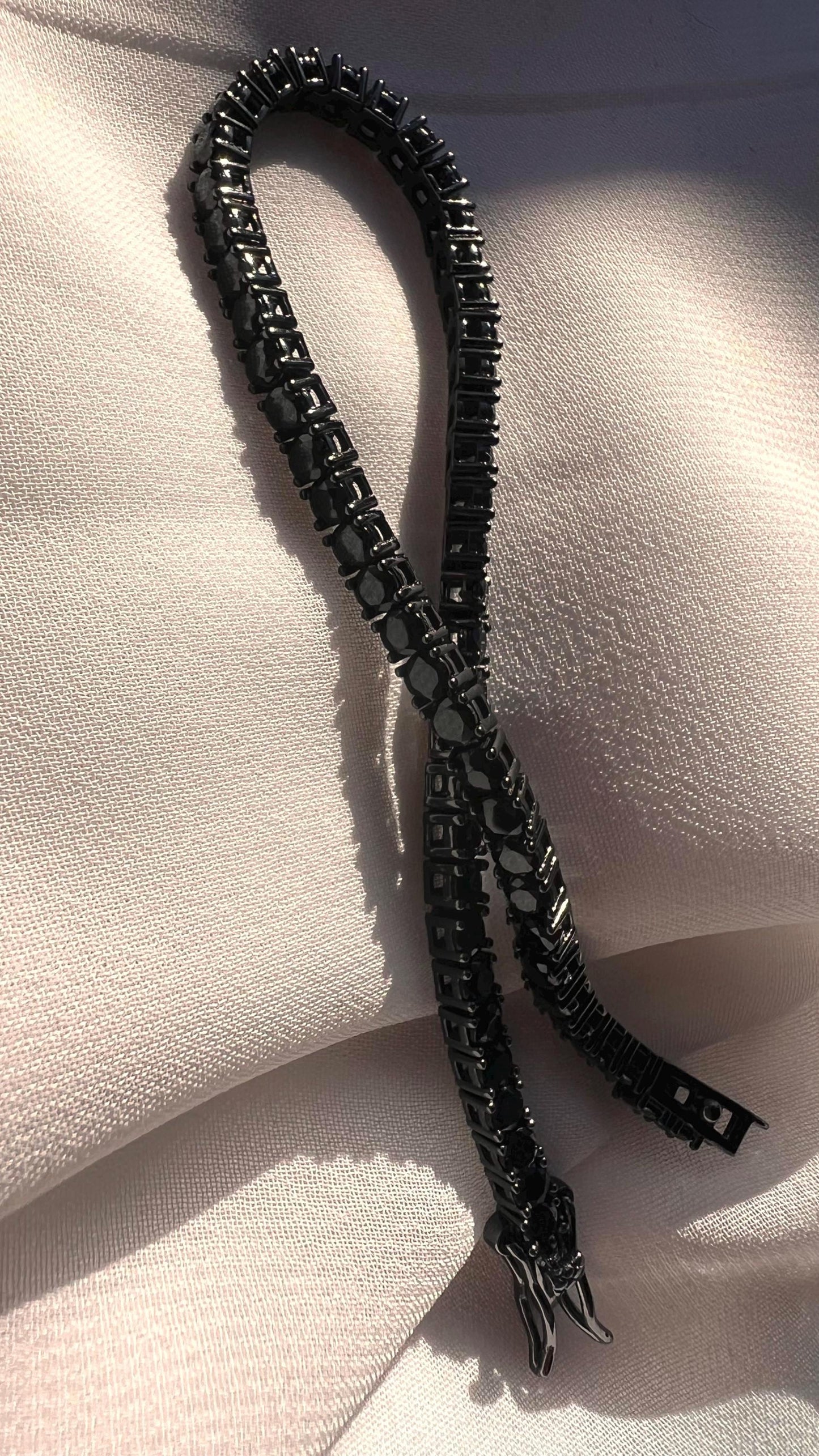 Sterling Silver Black Cubic Zirconia Tennis Bracelet