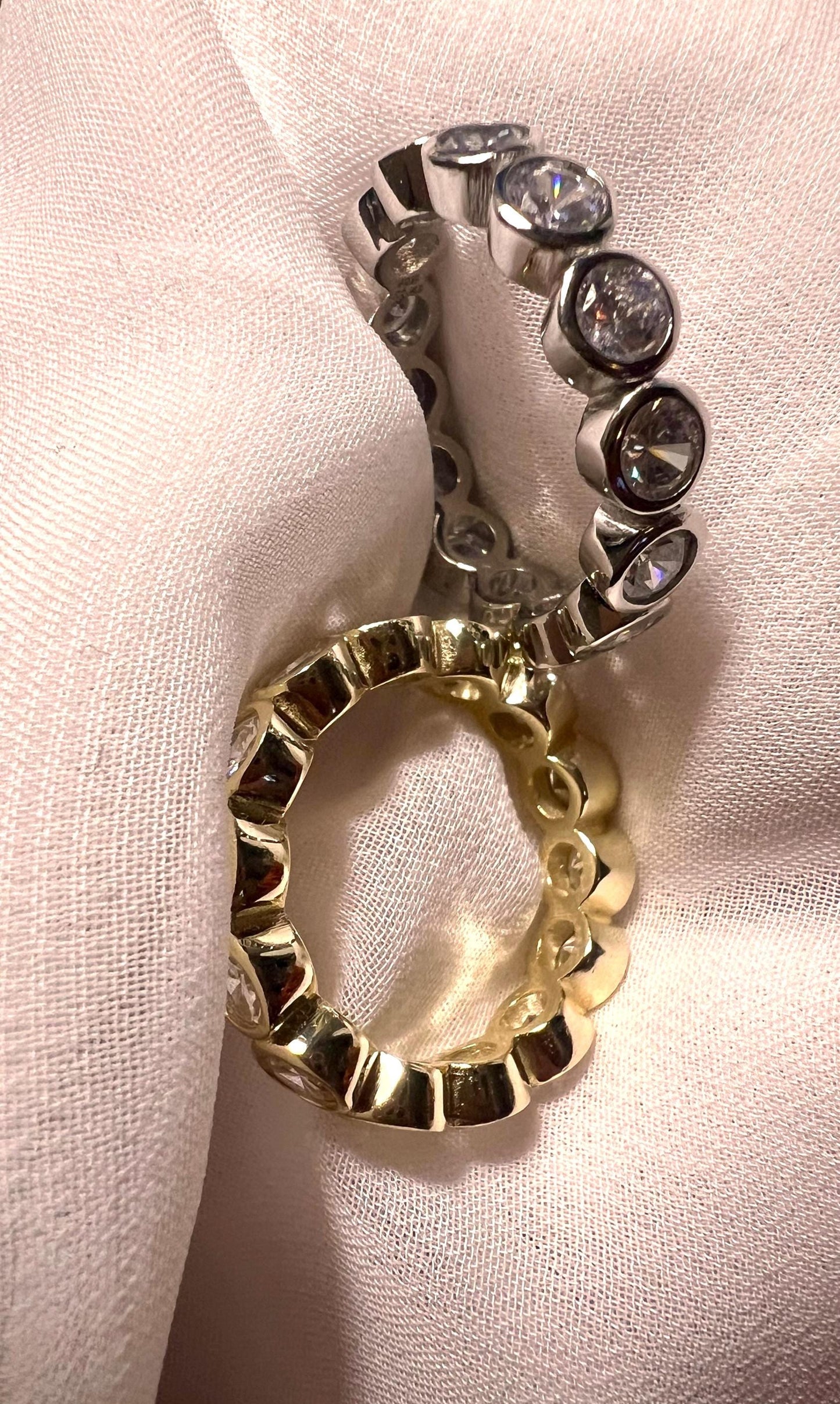 Gold Plated CZ Eternity Band: Sterling Silver Anniversary Ring