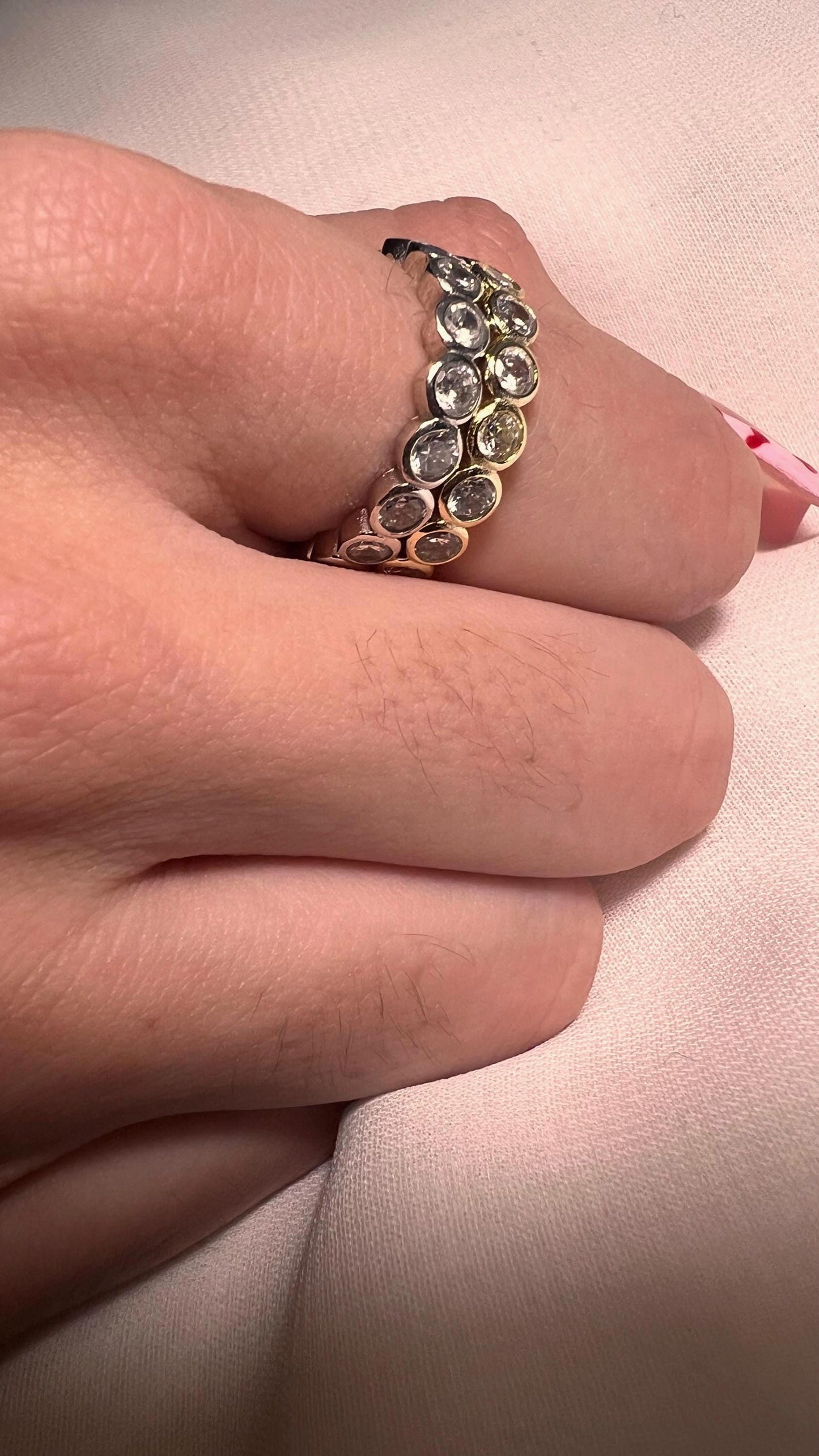 Sterling Silver Eternity Band: Round Cubic Zirconia Bezel Ring