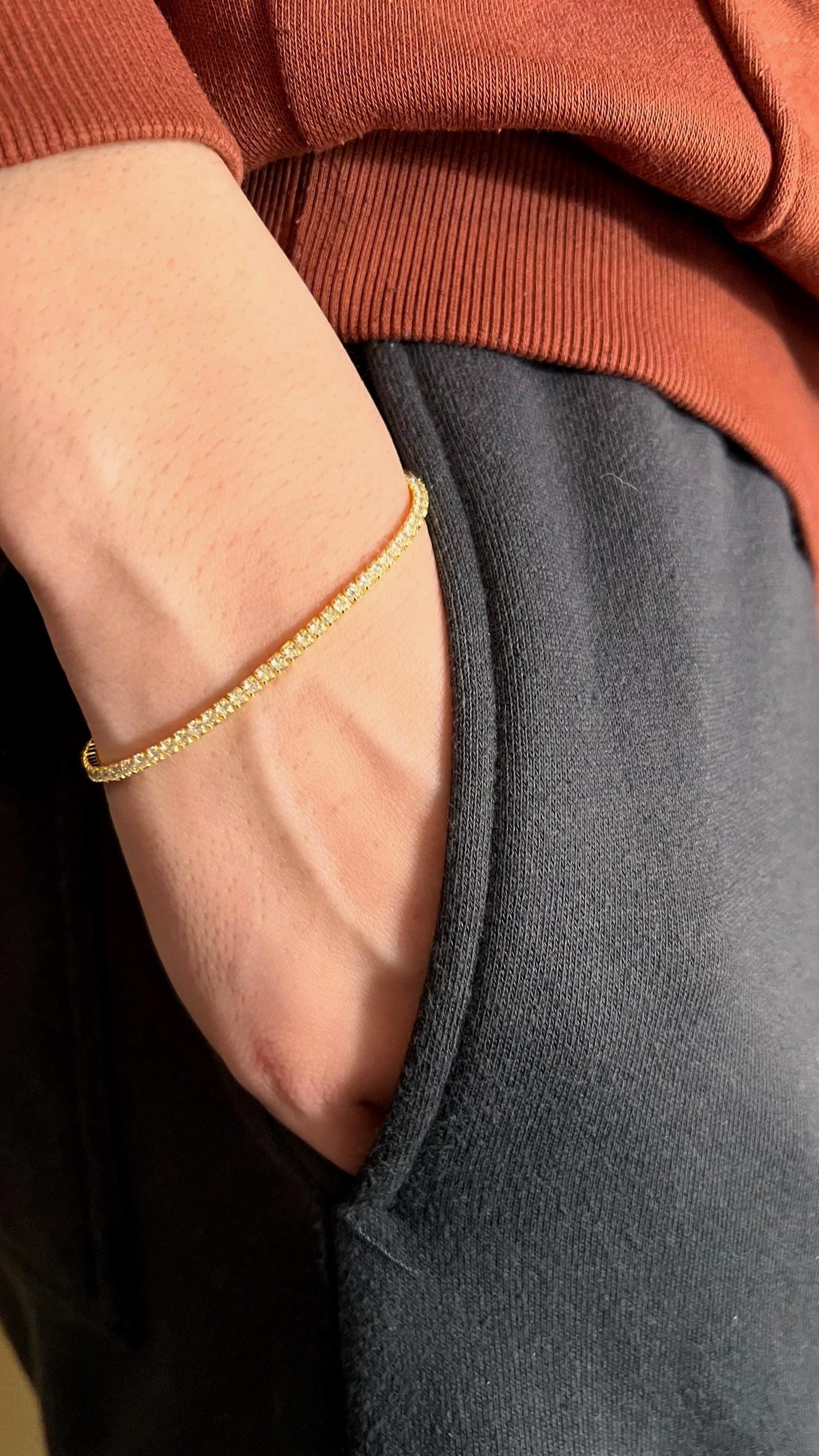 Gold Plated Tennis Bracelet: Adjustable Cubic Zirconia Sparkle Jewelry