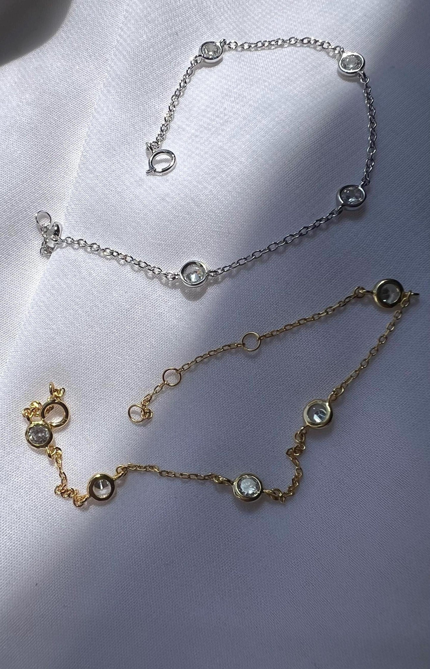 Diamond Station Bracelet ,diamond by yard bracelet,gemstone bracelet,gold dainty bracelet,stackable bracelet
