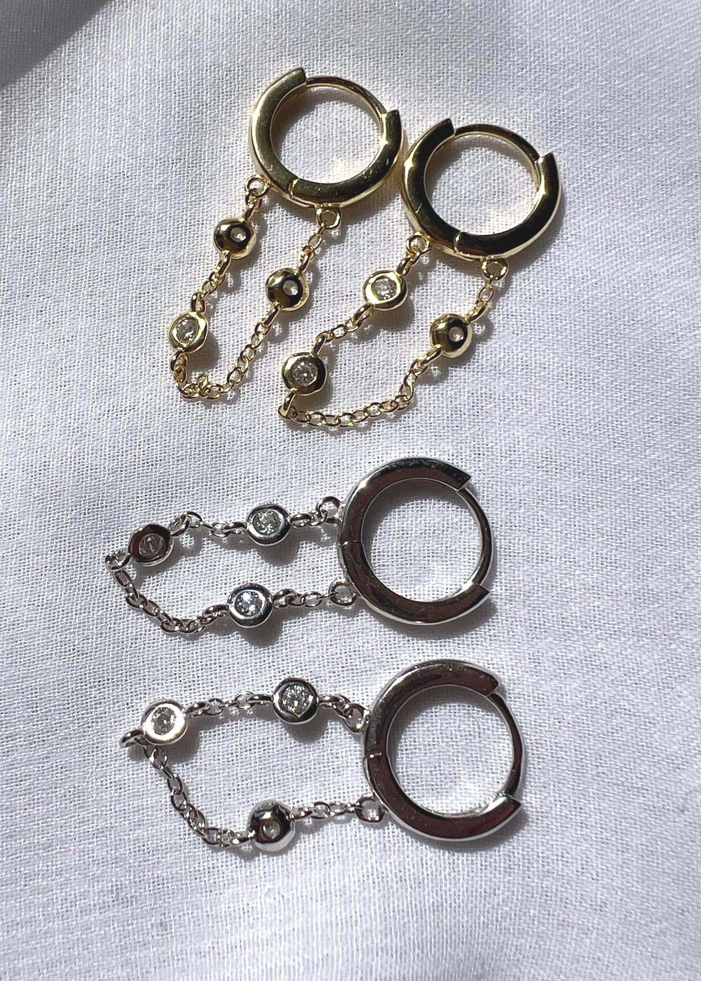 Dangle earrings ,drop earrings,chain earrings,CZ dangle earrings,dainty earrings,gold chain earrings,cartilage piercing,lobe earring stack