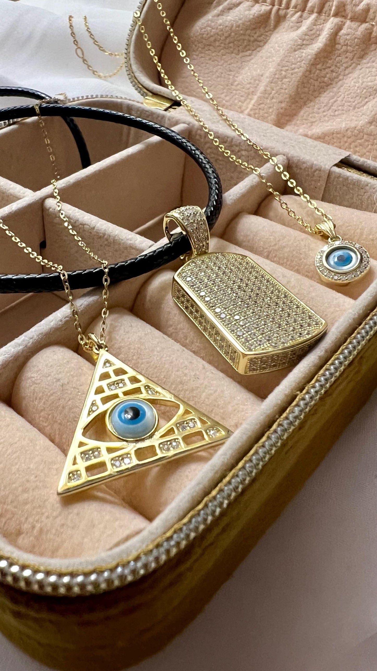 Leather Choker, 14K Gold Plated Dog Tag Pendant, Cubic Zirconia jewelry,Tag Jewelry,Pave Cubic Zirconia Silver Necklace