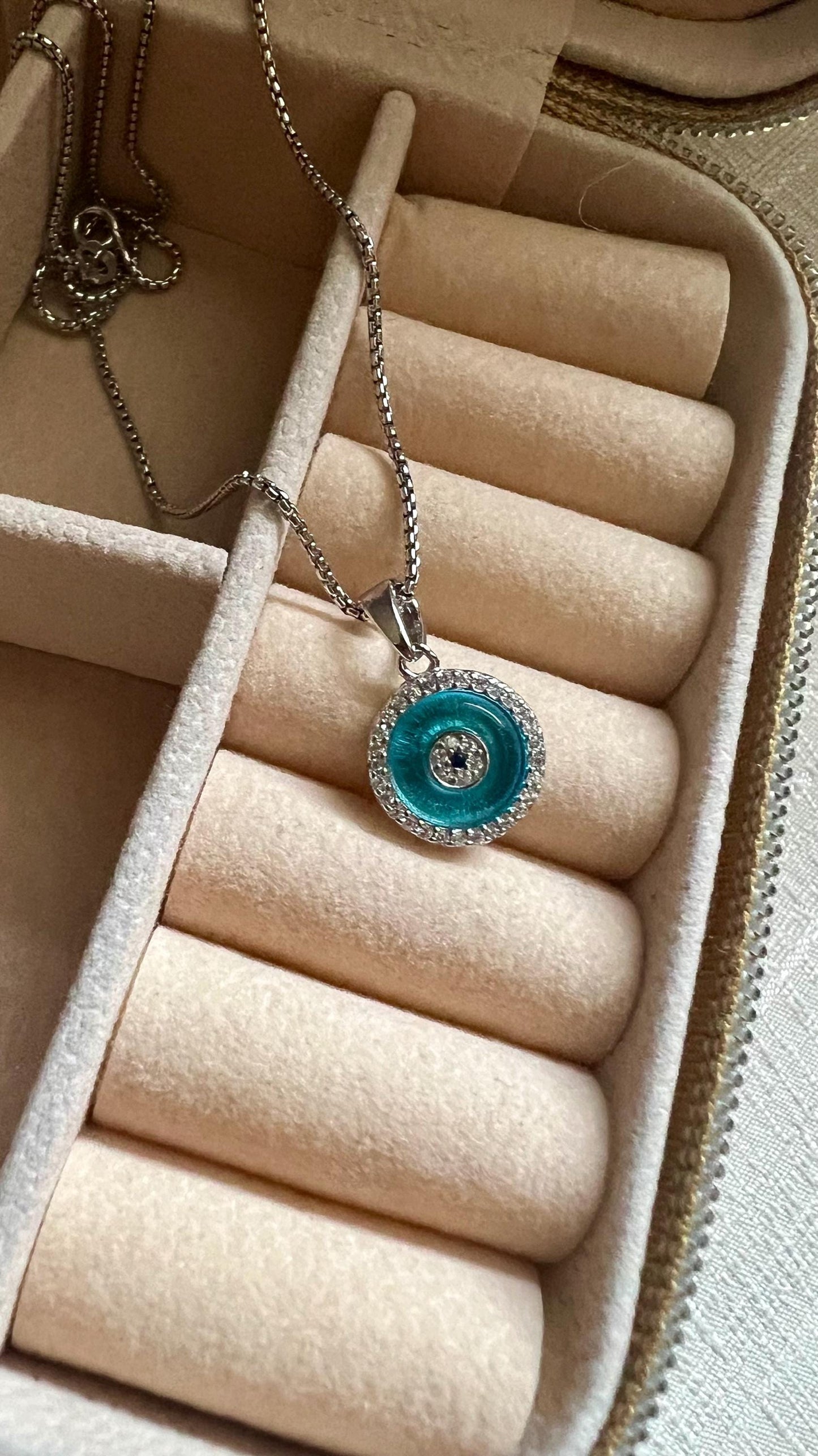 Sterling Silver Evil Eye Pendant Necklace: Protection Jewelry
