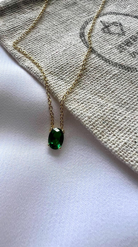 Solitaire Necklace Teardrop Emerald Necklace Dainty Layering Necklace May Birthstone Jewelry,Gift for her Women Gift Emerald gold necklace